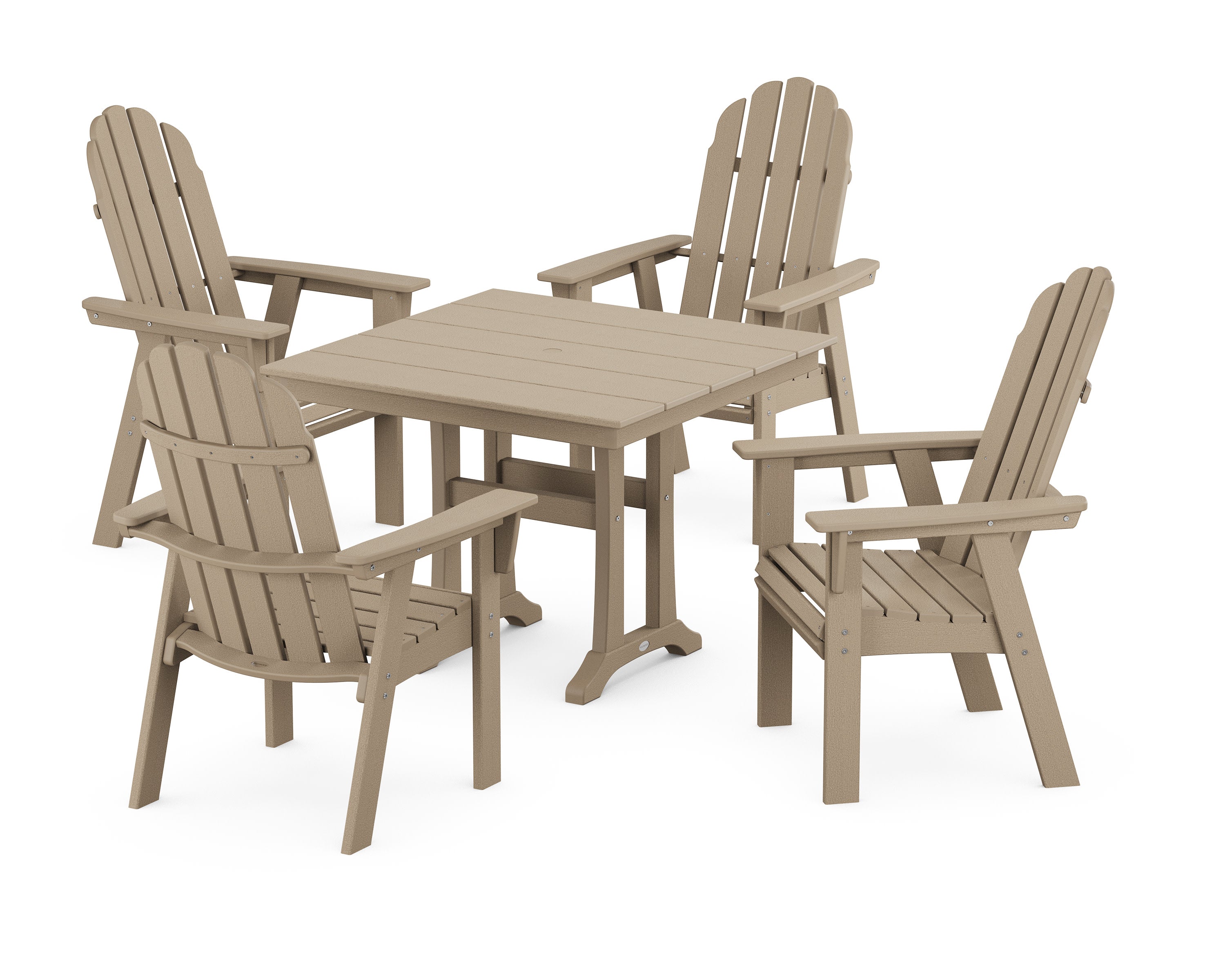 Vineyard Adirondack 5-Piece Farmhouse Dining Set With Trestle Legs in Vintage Sahara