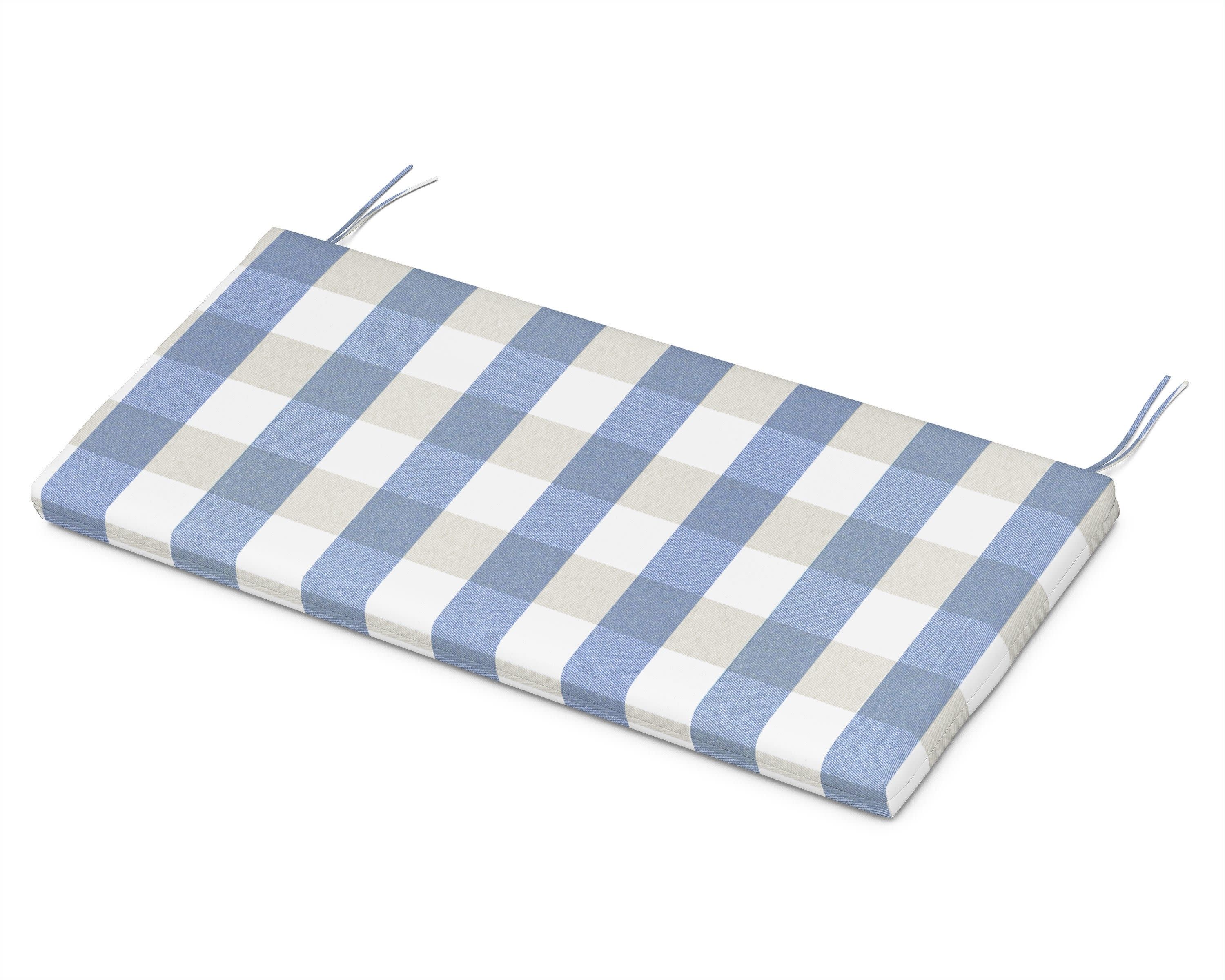 Bench Seat Cushion - 17.75"D x 41"W x 2.5"H in Buffalo Plaid Sky Blue