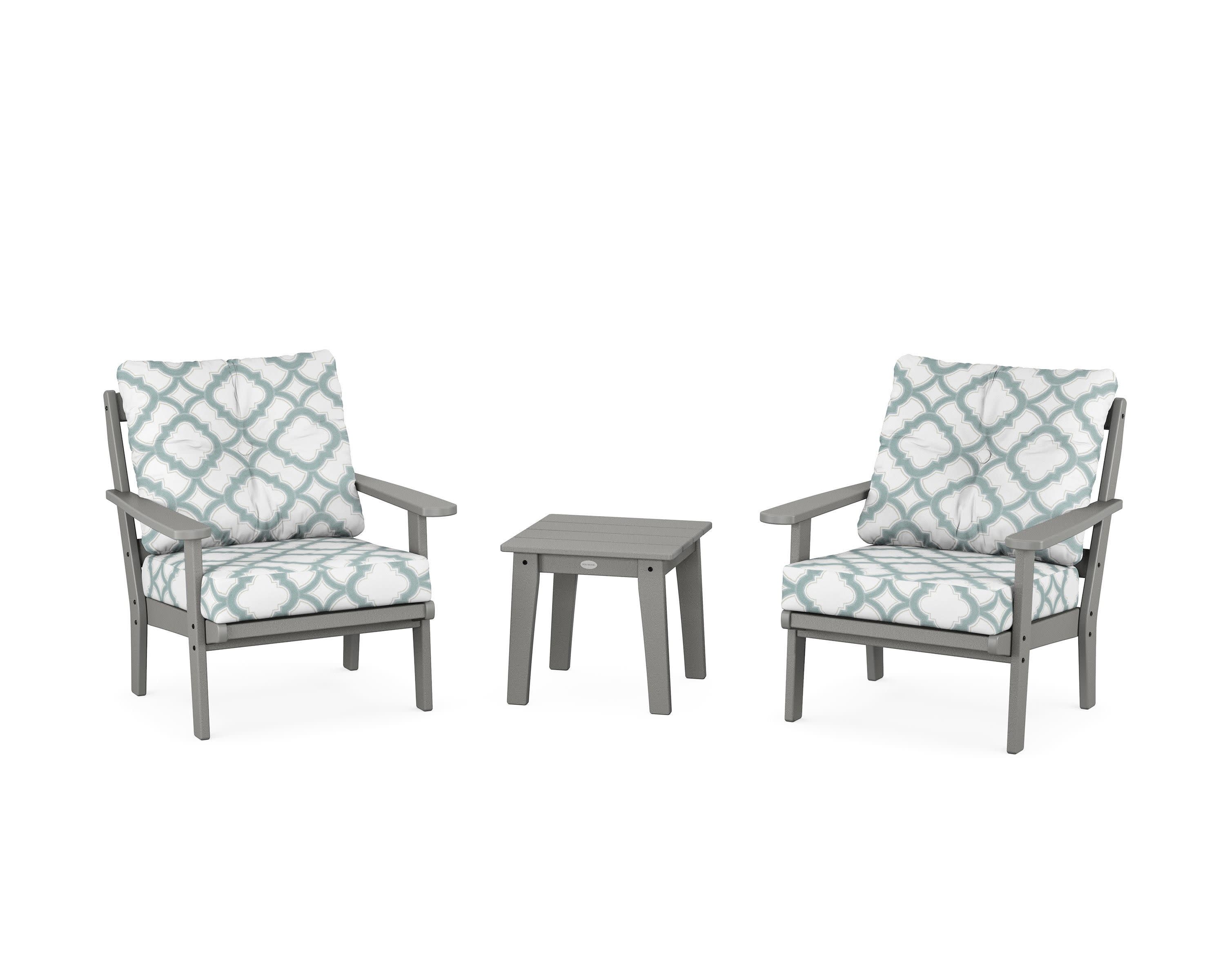 Mission 3-Piece Deep Seating Set in Slate Grey / Trellis Glacier Spa
