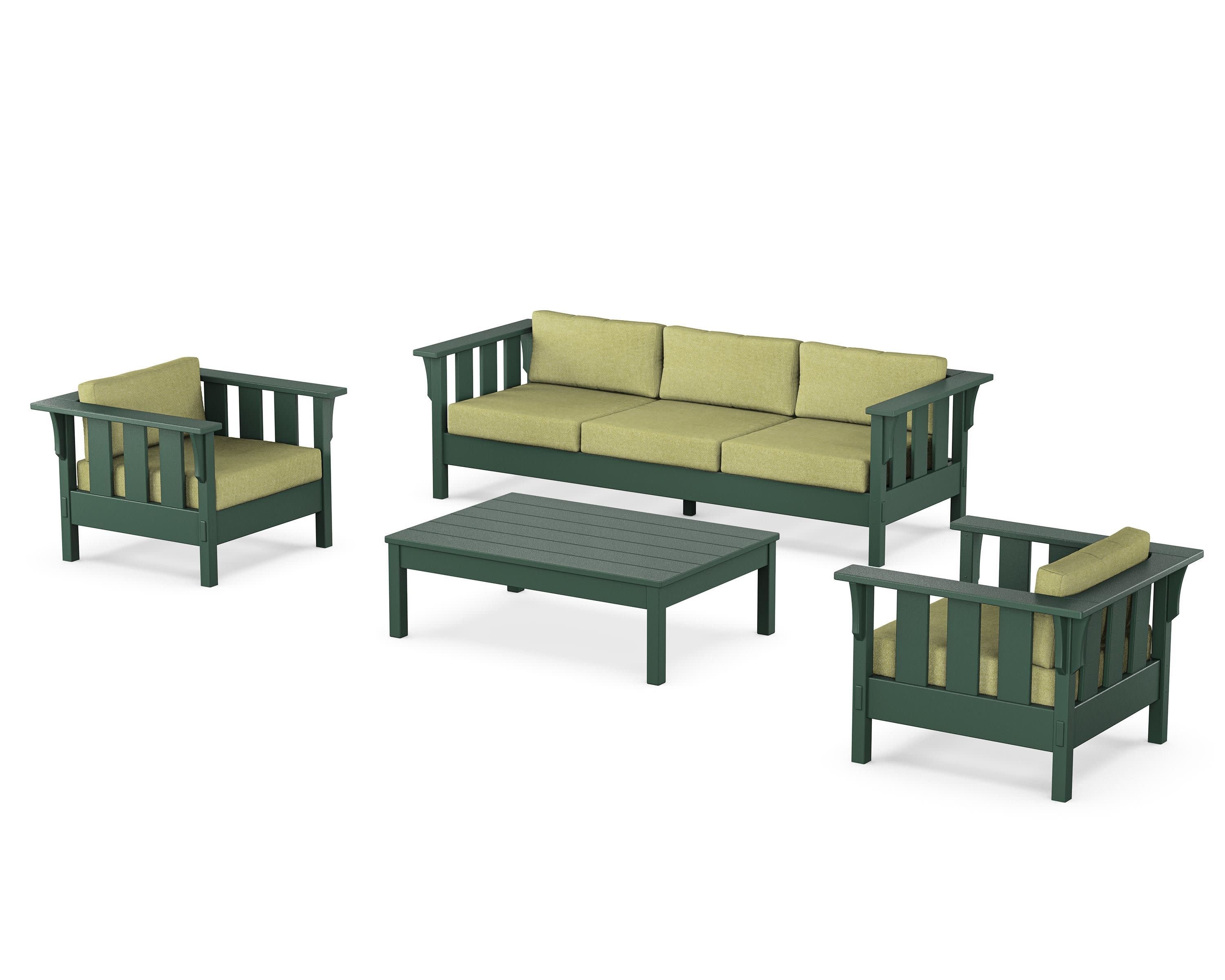 Acadia 4-Piece Deep Seating Set with Sofa in Green / Chartreuse Boucle