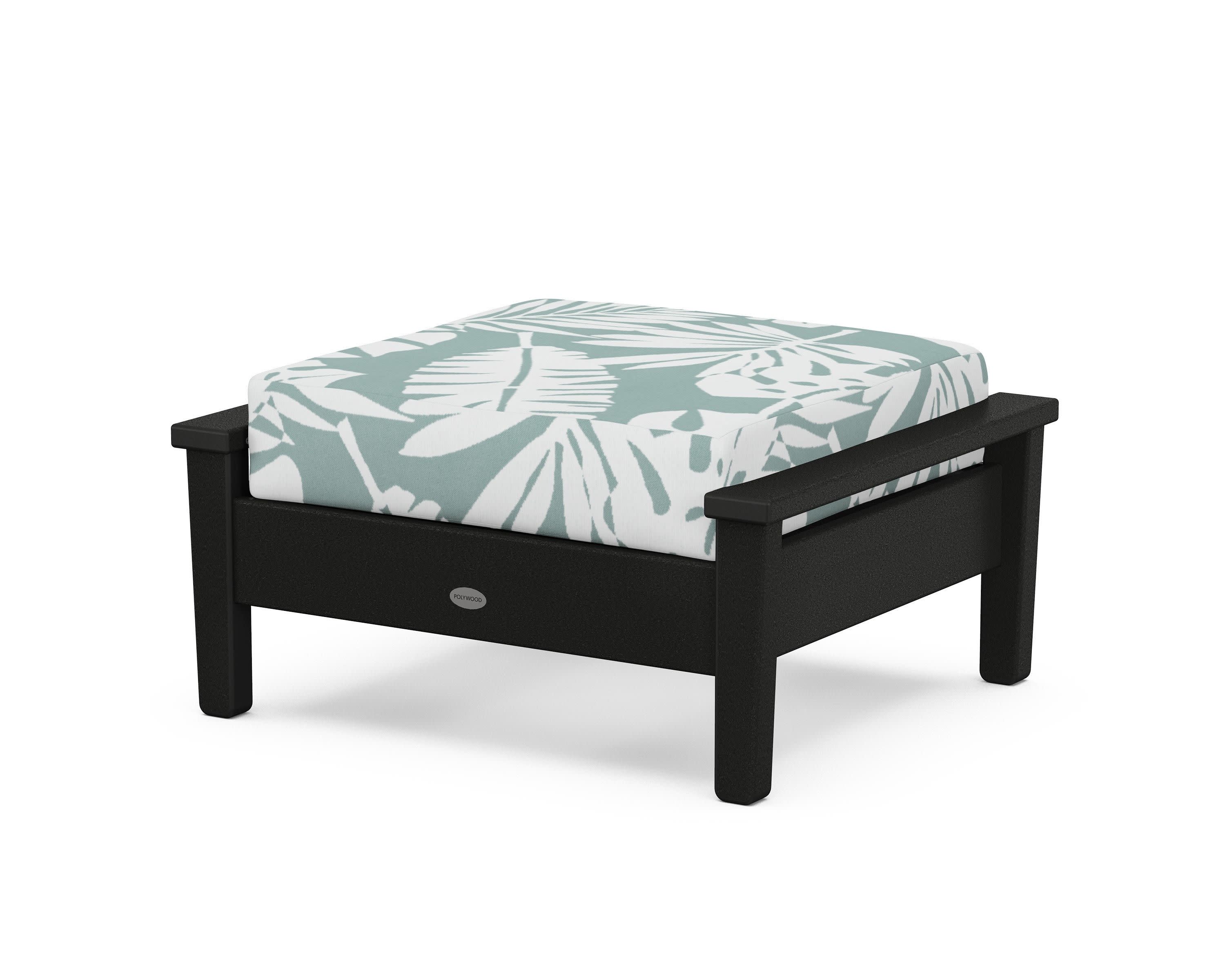 Prescott Deep Seating Ottoman in Black / Leaf Glacier Spa