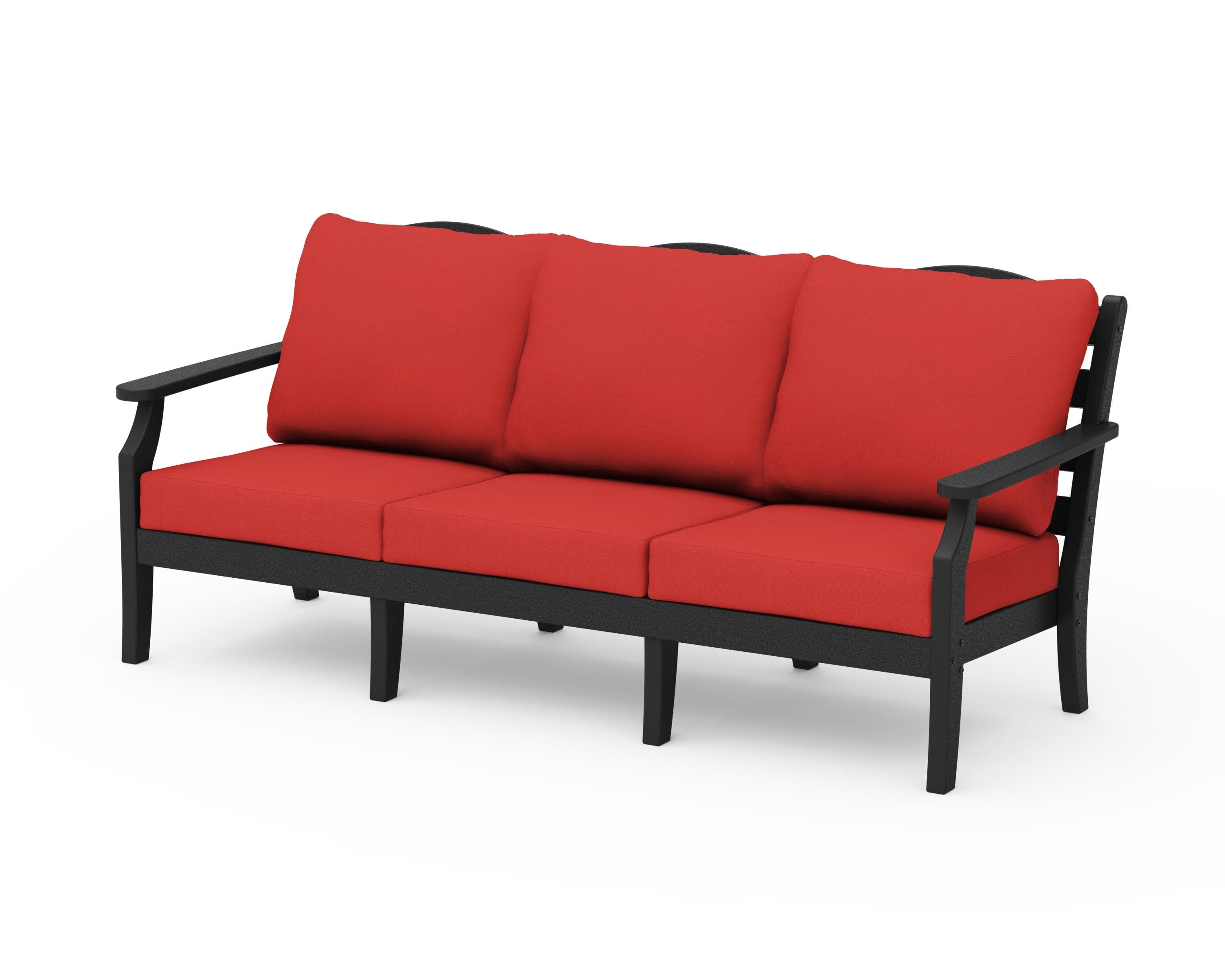 Savannah Deep Seating Sofa in Black / Crimson Linen