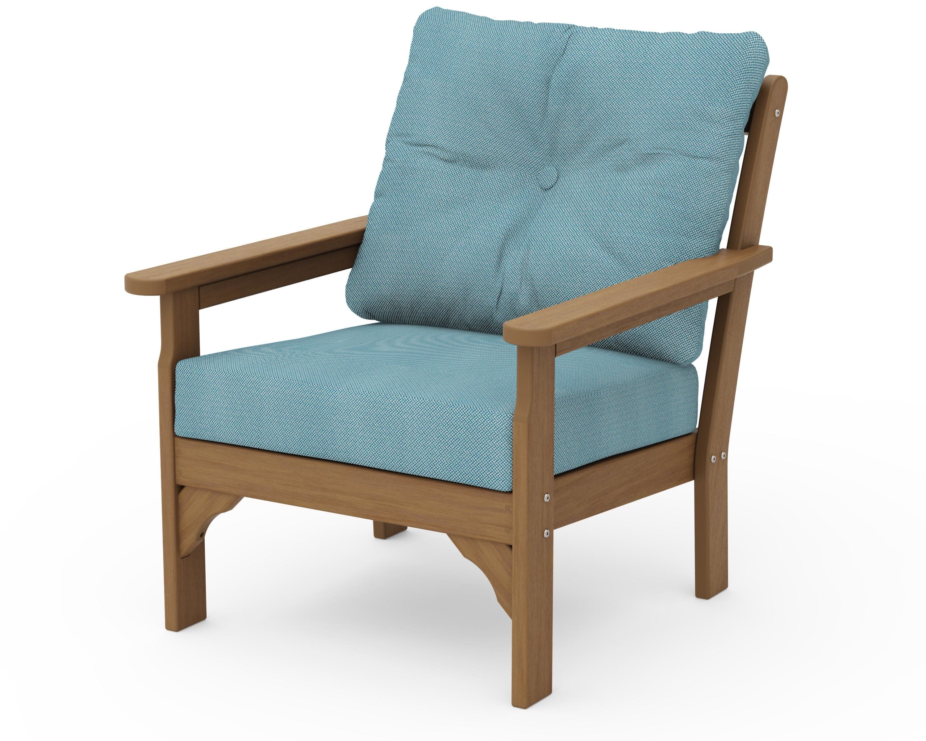 Vineyard Deep Seating Chair in Natural / Lattice Sky Blue