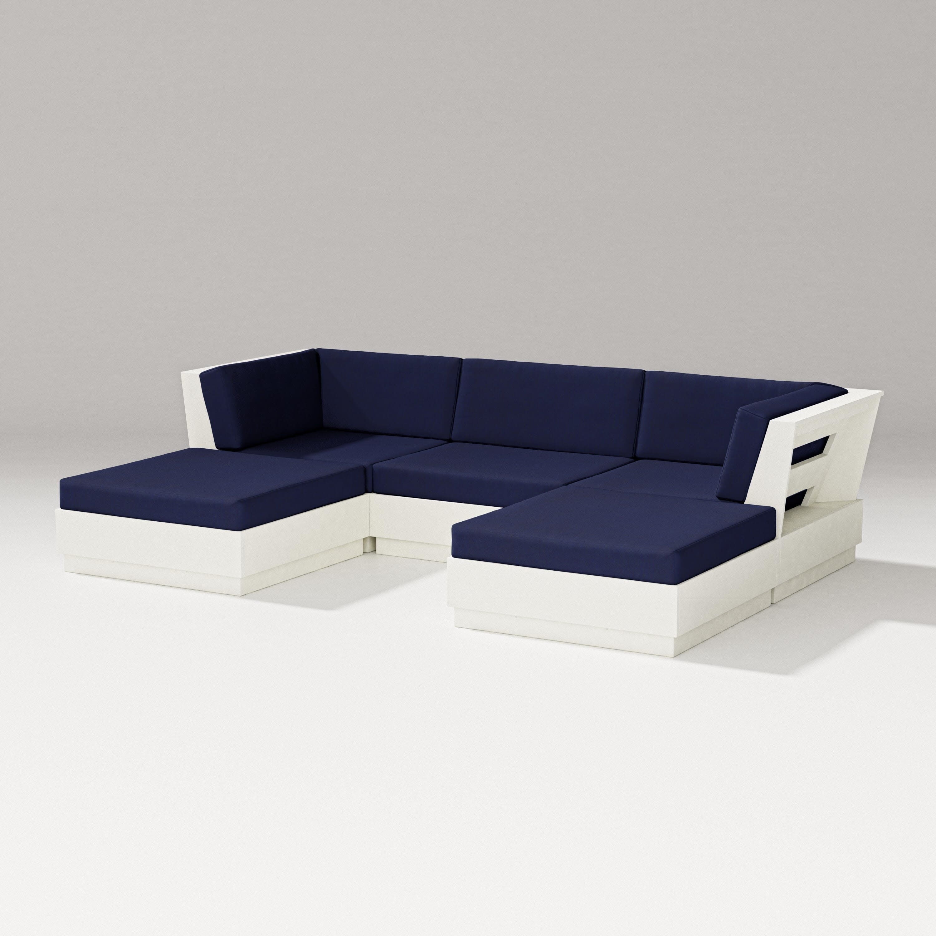 Elevate Double Chaise Sectional in Vintage White / Navy