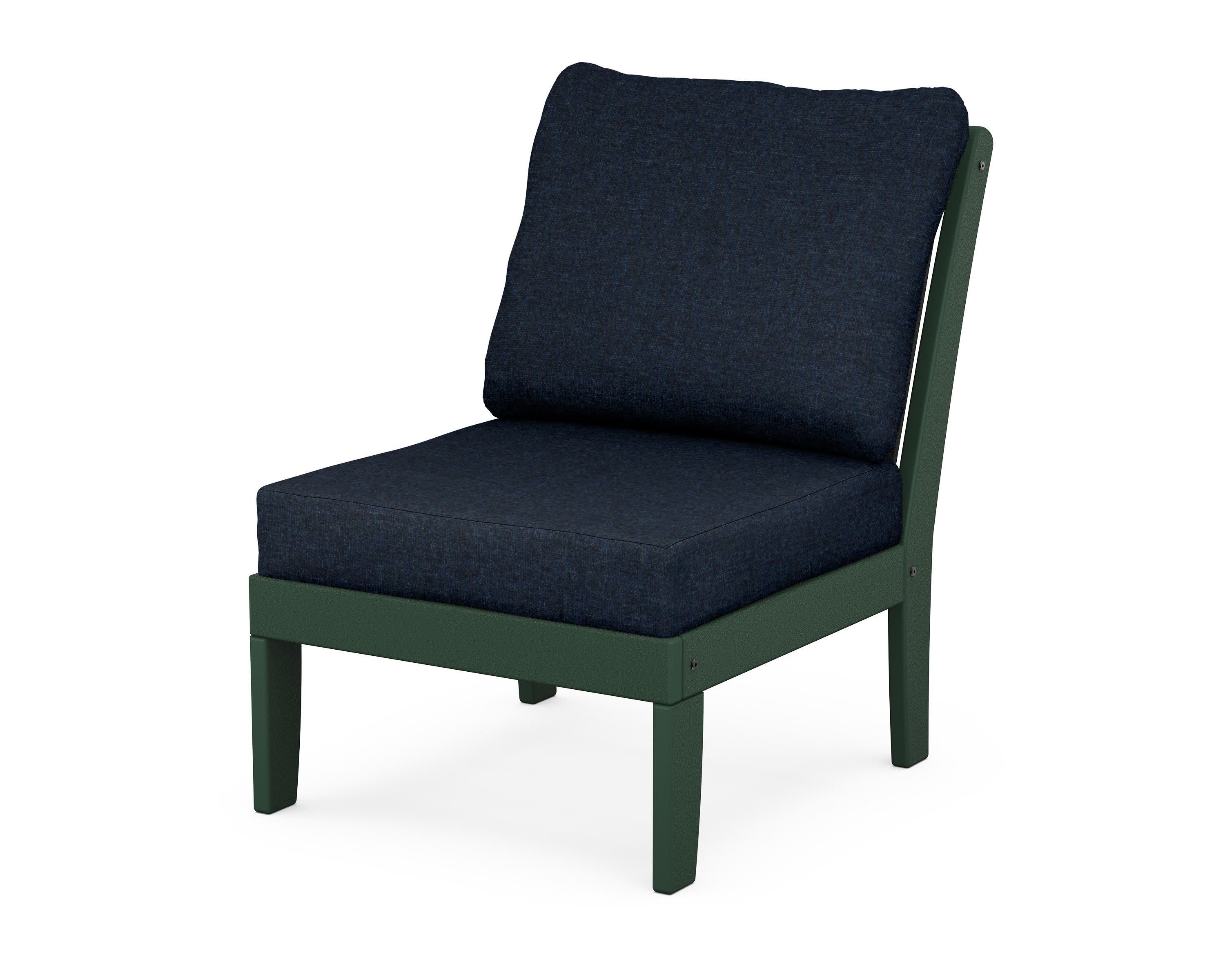 Braxton Modular Armless Chair in Green / Marine Indigo
