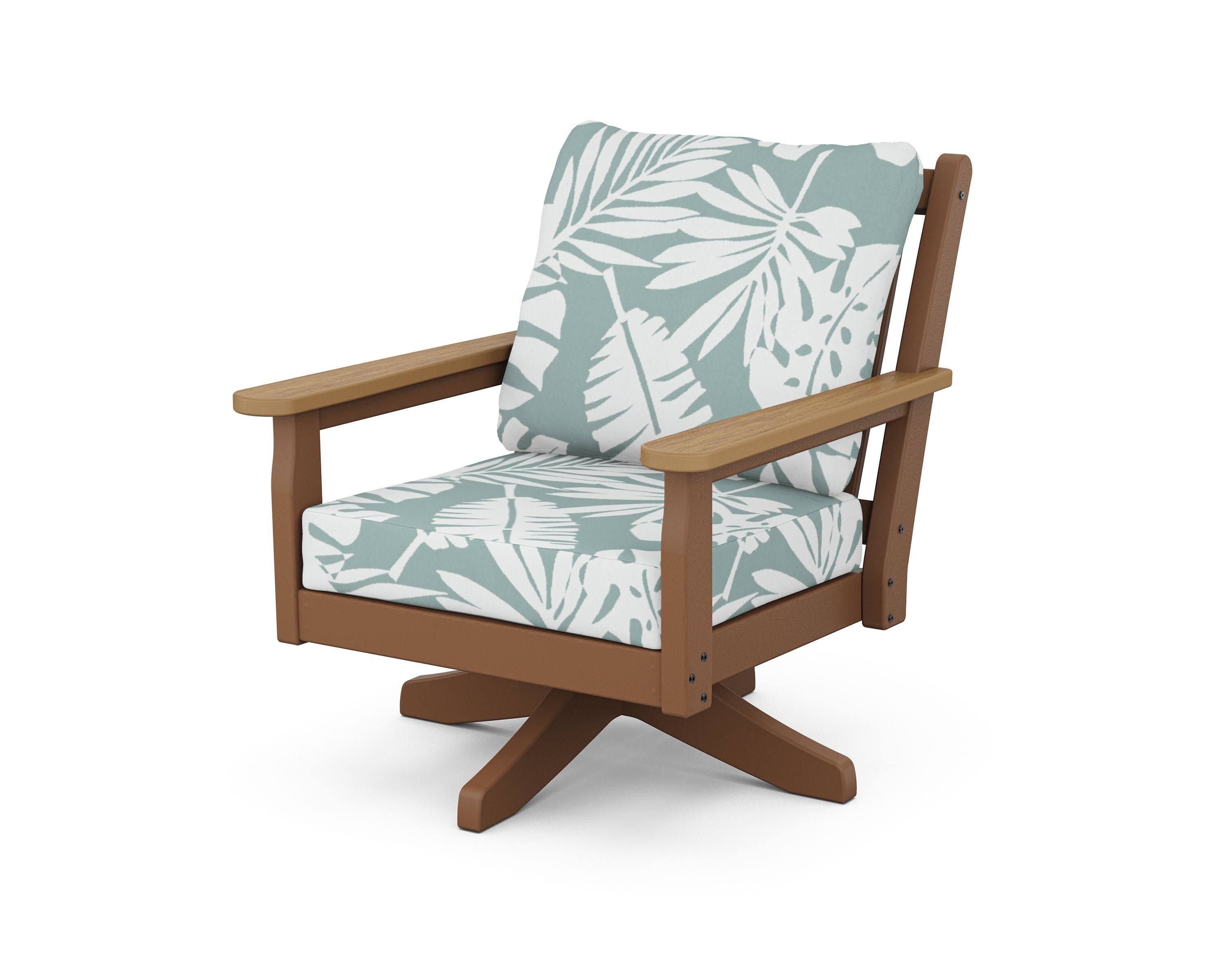 Chippendale Deep Seating Swivel Chair in Teak / Natural / Leaf Glacier Spa