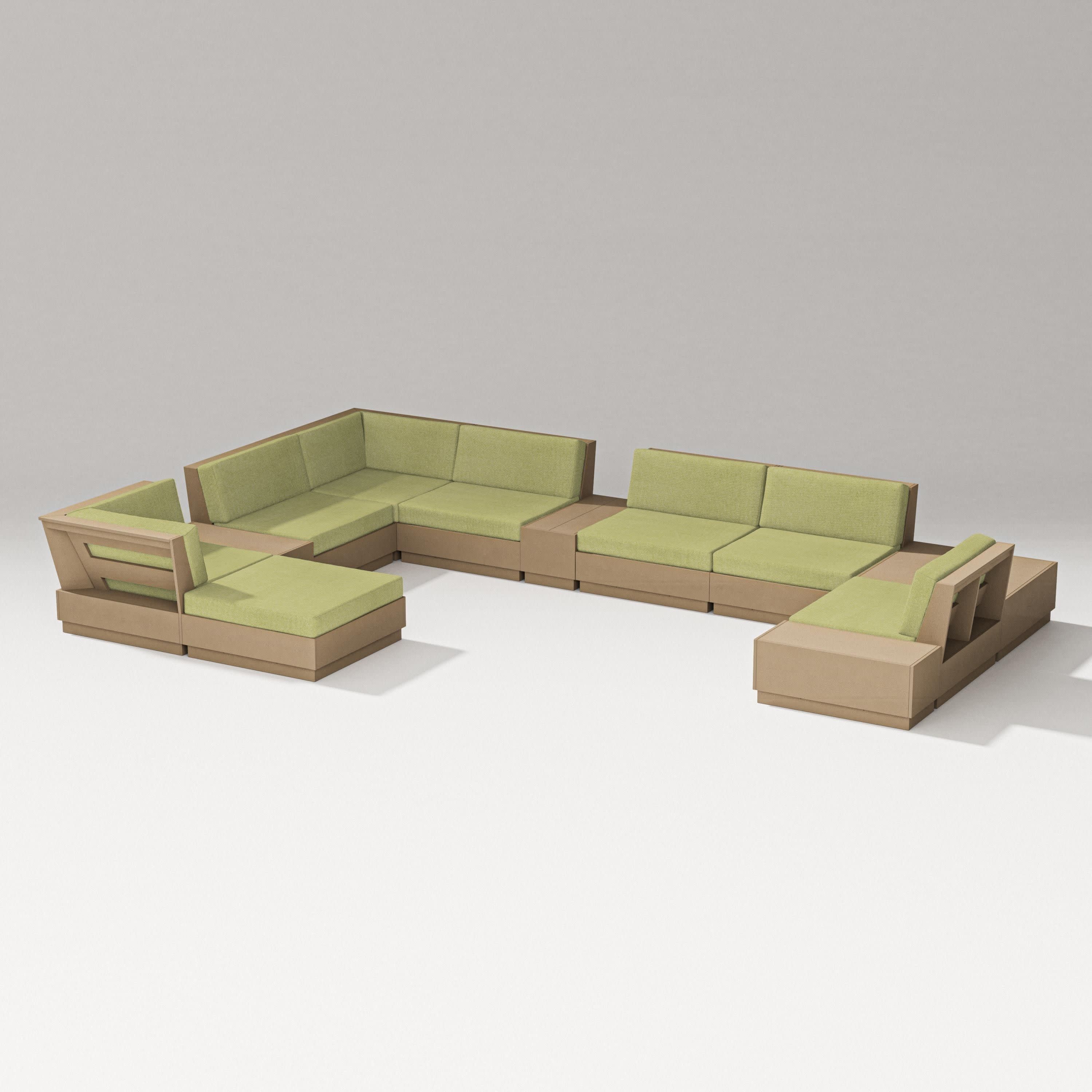 Elevate 12-Piece Conversation Sectional Set in Vintage Sahara / Chartreuse Boucle