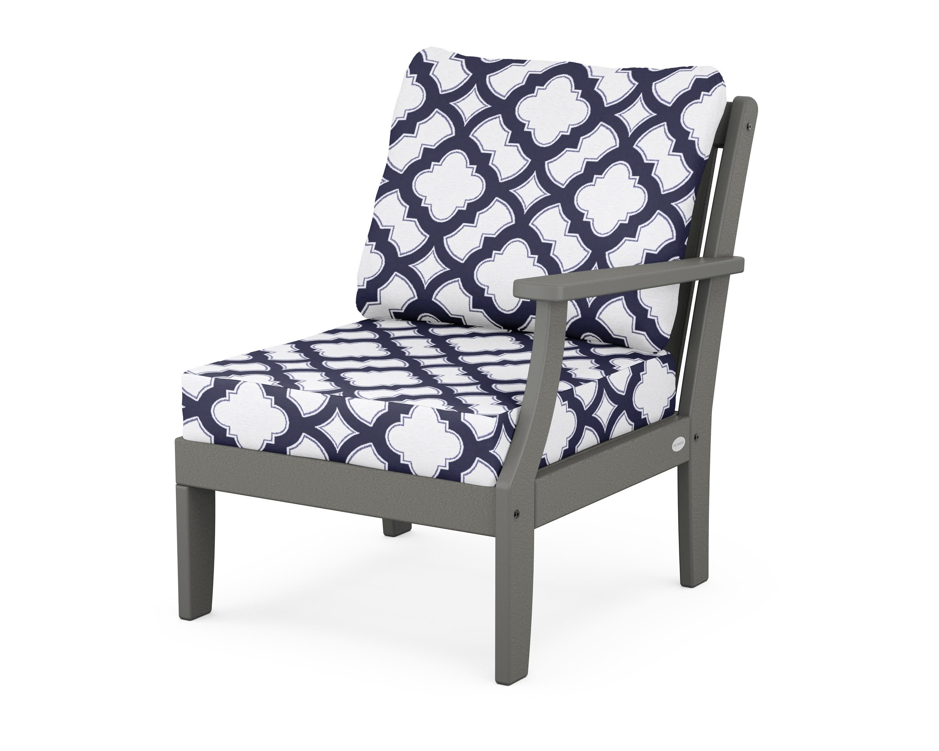 Braxton Modular Right Arm Chair in Slate Grey / Trellis Navy