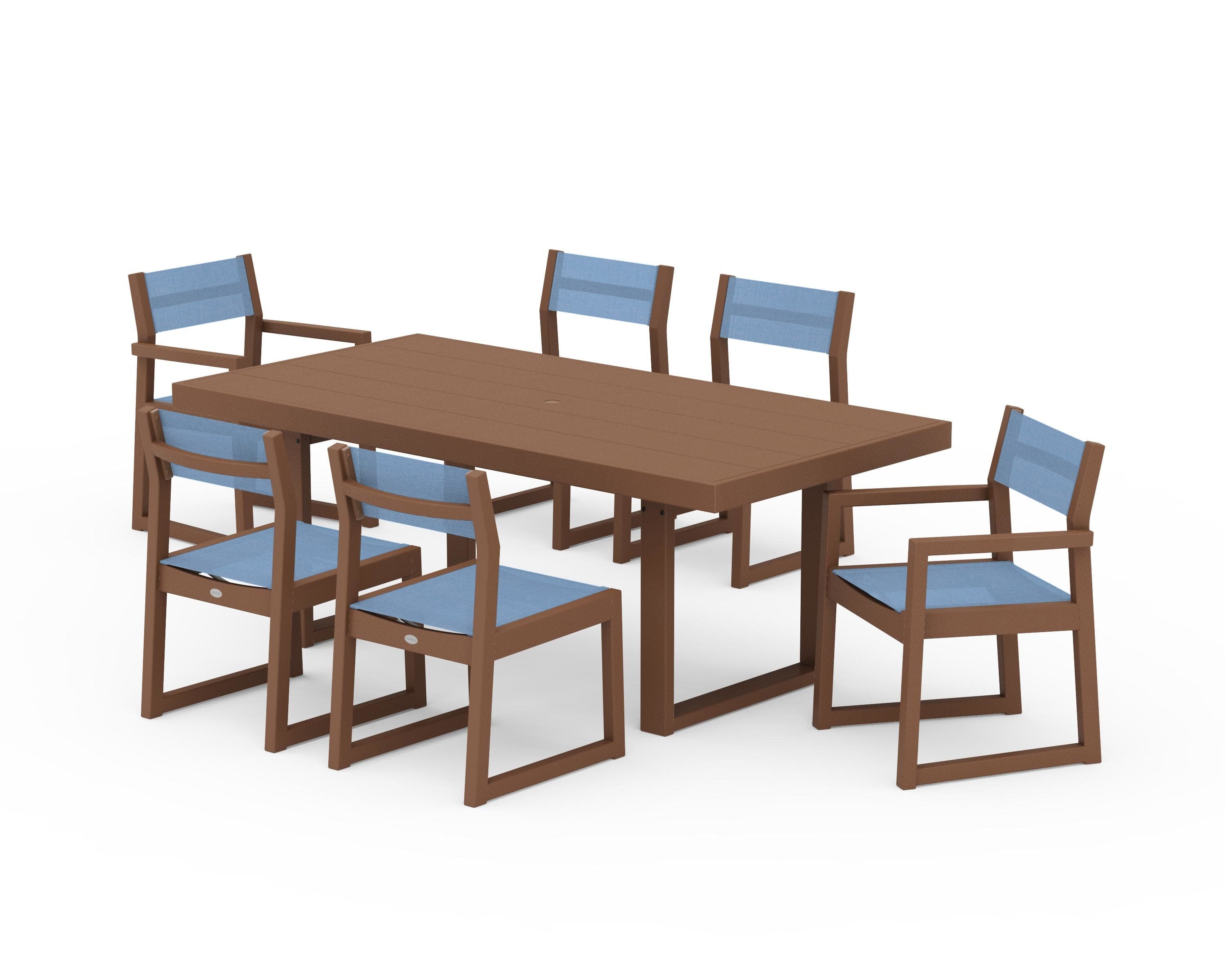 EDGE Sling 7-Piece Dining Set in Teak / Poolside Sling