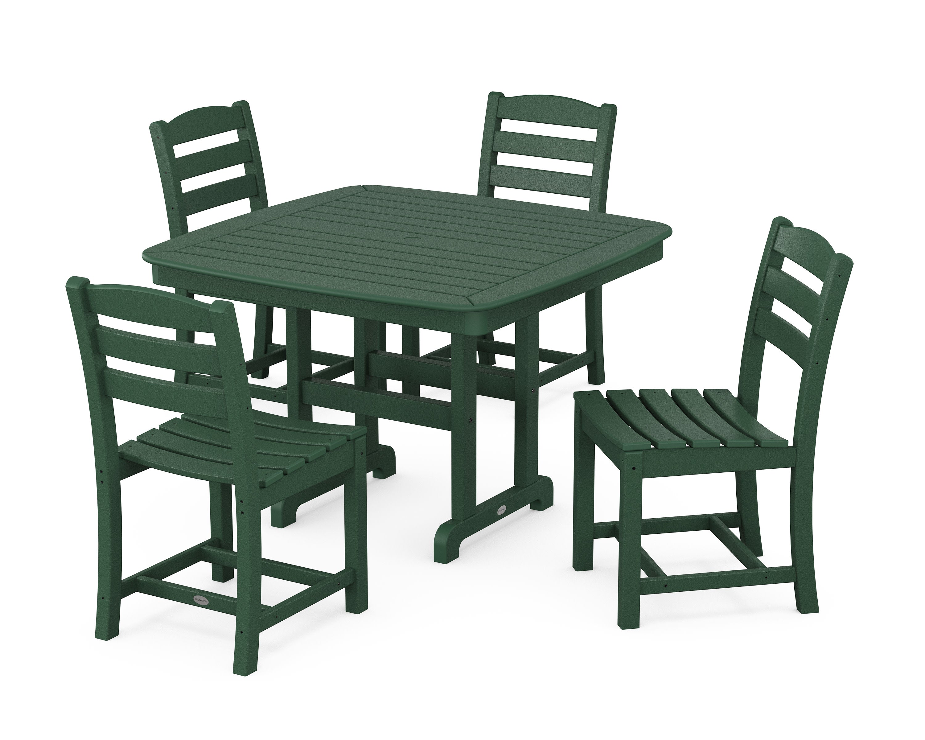 La Casa Caf Side Chair 5-Piece Dining Set with Trestle Legs in Green