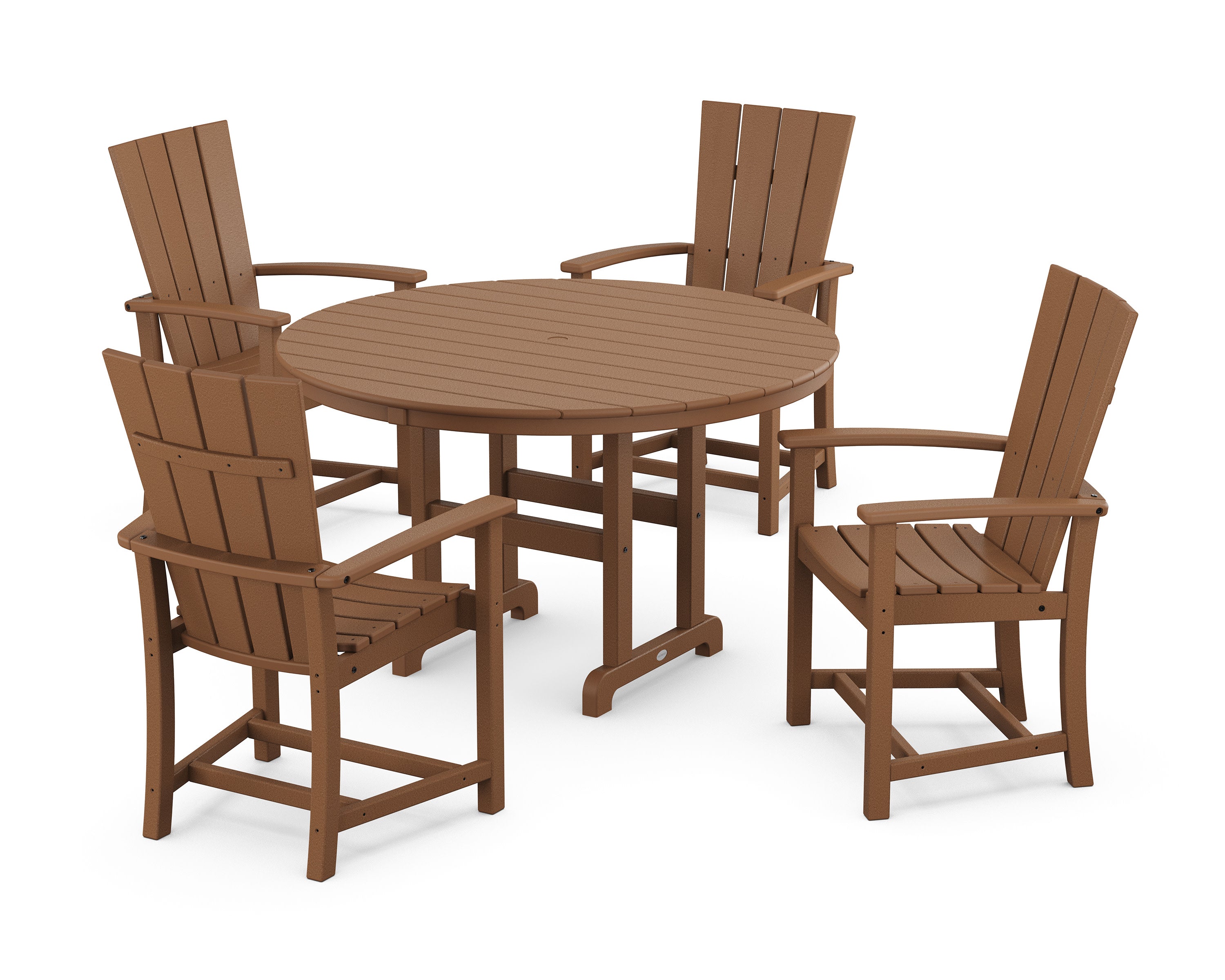 Quattro 5-Piece Round Farmhouse Dining Set in Teak