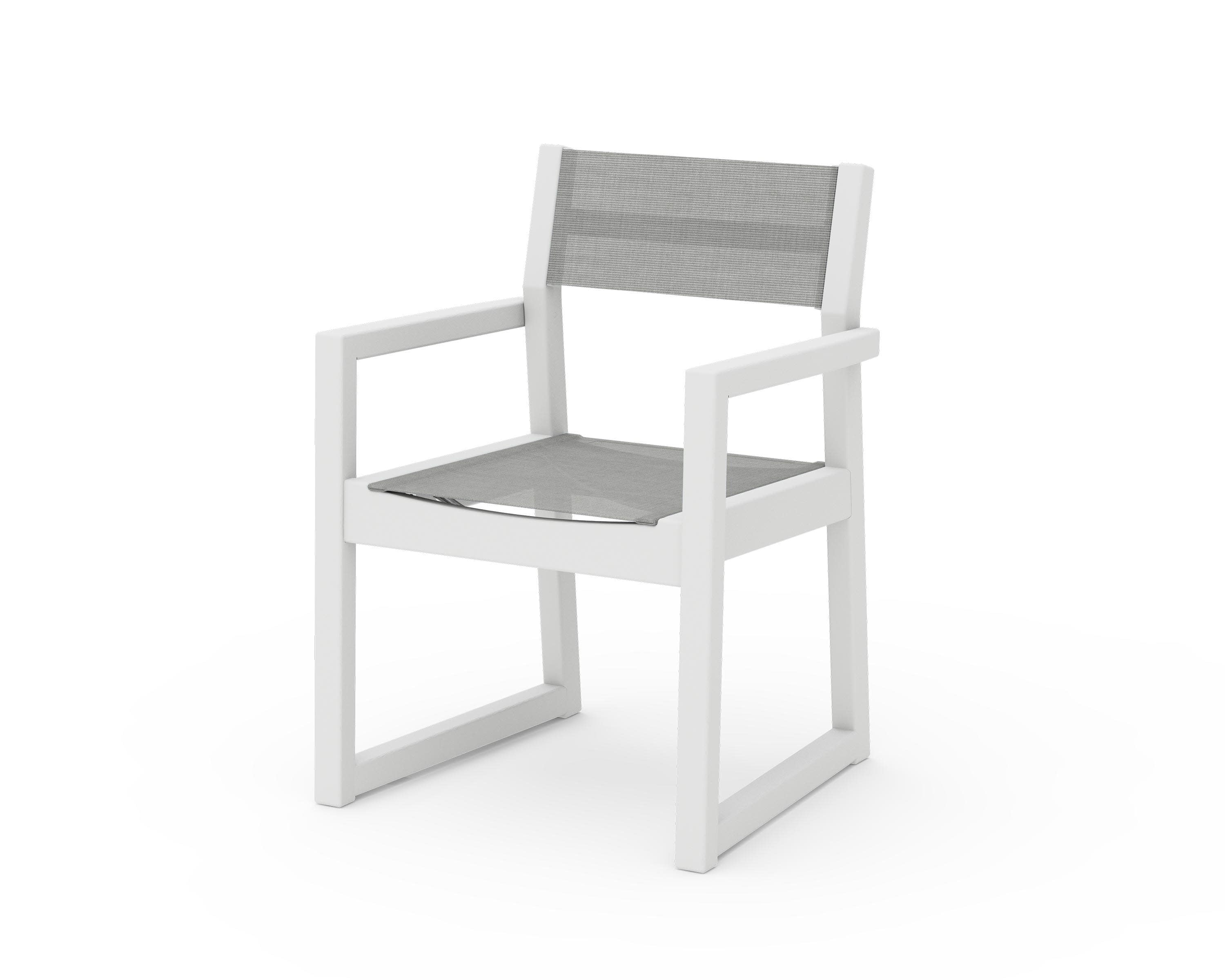 EDGE Sling Dining Arm Chair in White / Metallic Sling