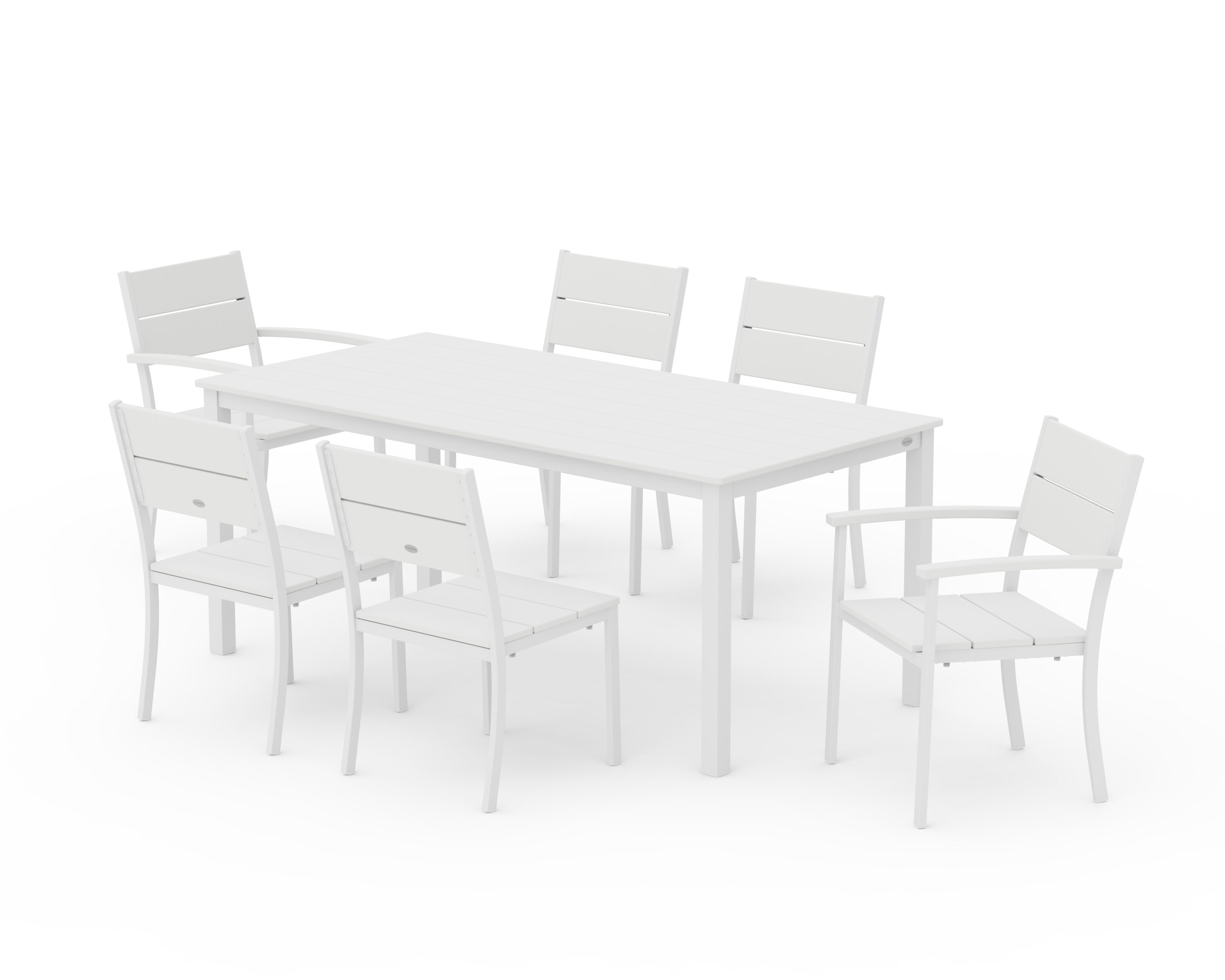 Main Street 7-Piece Dining Set in White / White