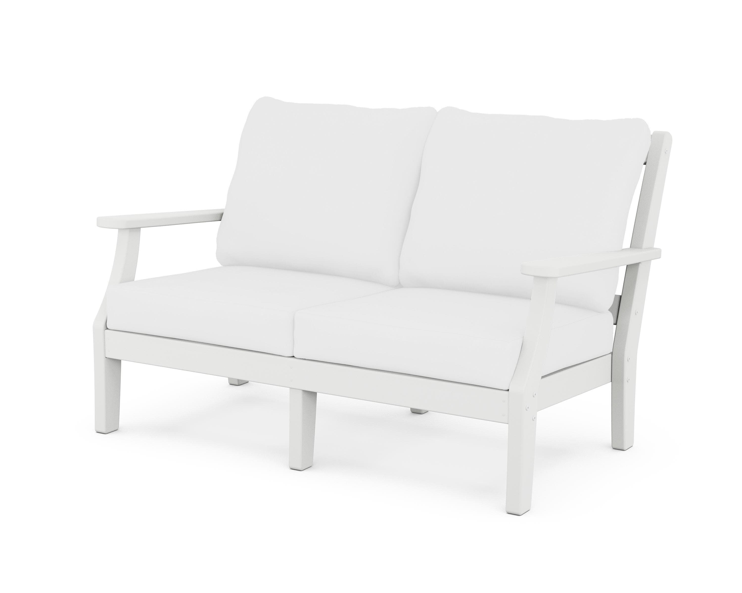 Chinoiserie Deep Seating Loveseat in White / Natural