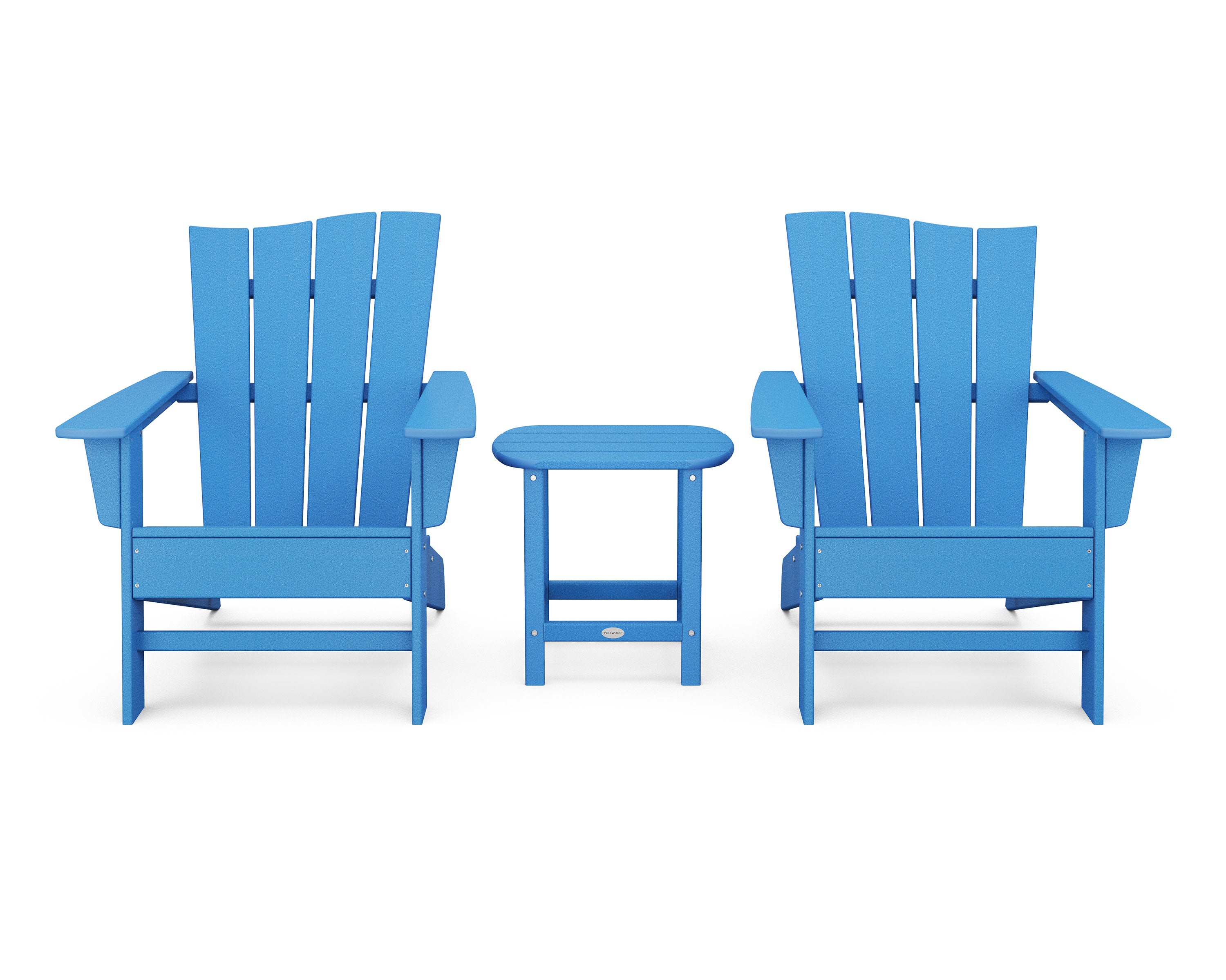 Wave 3-Piece Adirondack Chair Set in Pacific Blue