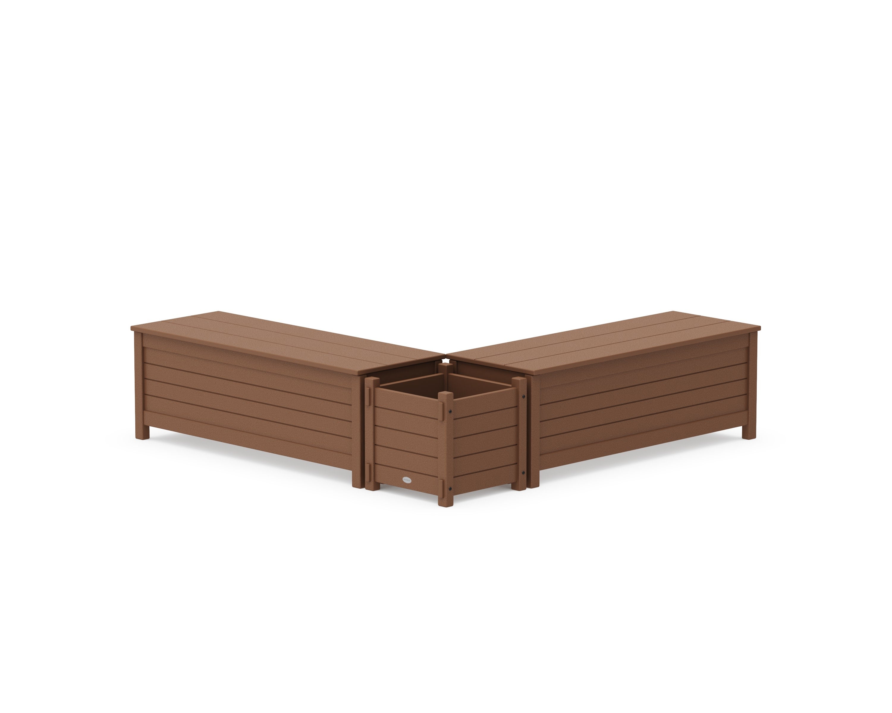 48" Nautical L- Shaped Planter Storage Bench Set in Teak