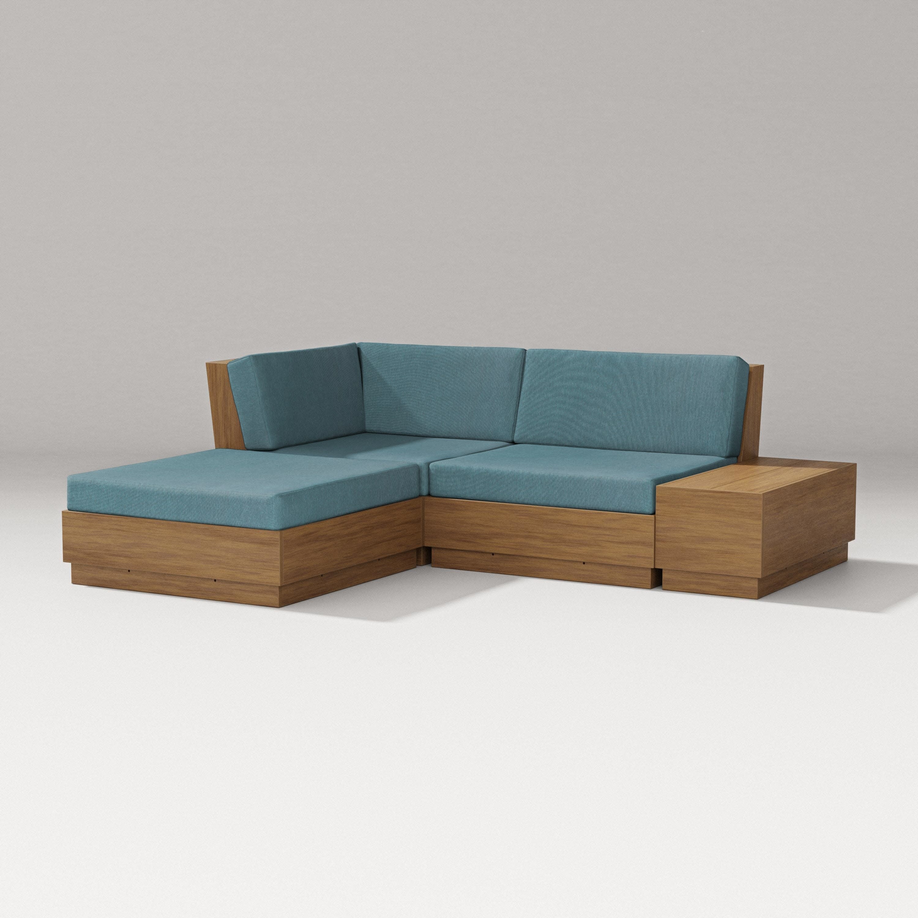 Elevate Loveseat Sectional with Chaise in Natural / Ocean Teal