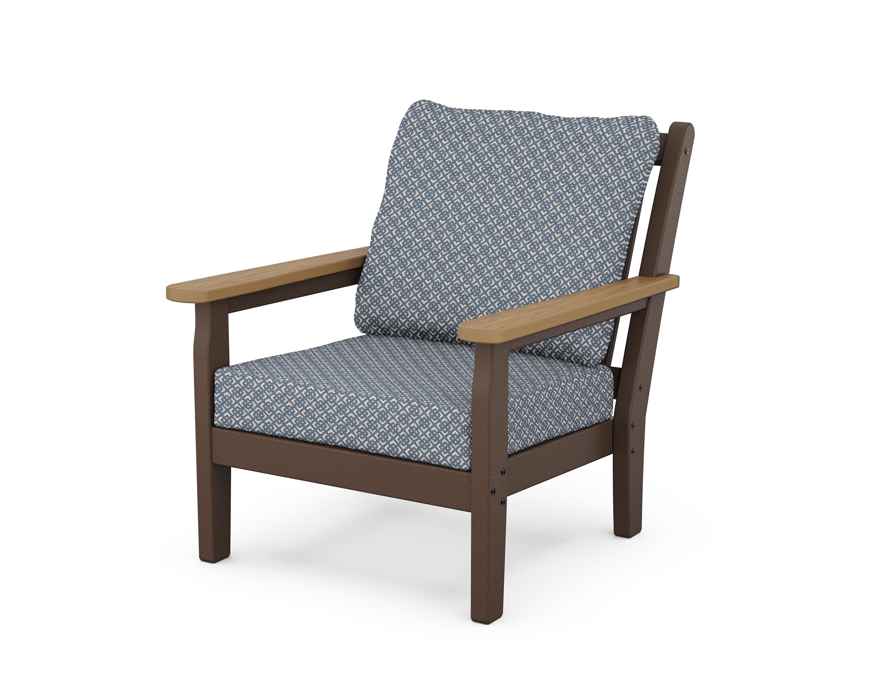Chippendale Deep Seating Chair in Mahogany / Natural / Hopscotch