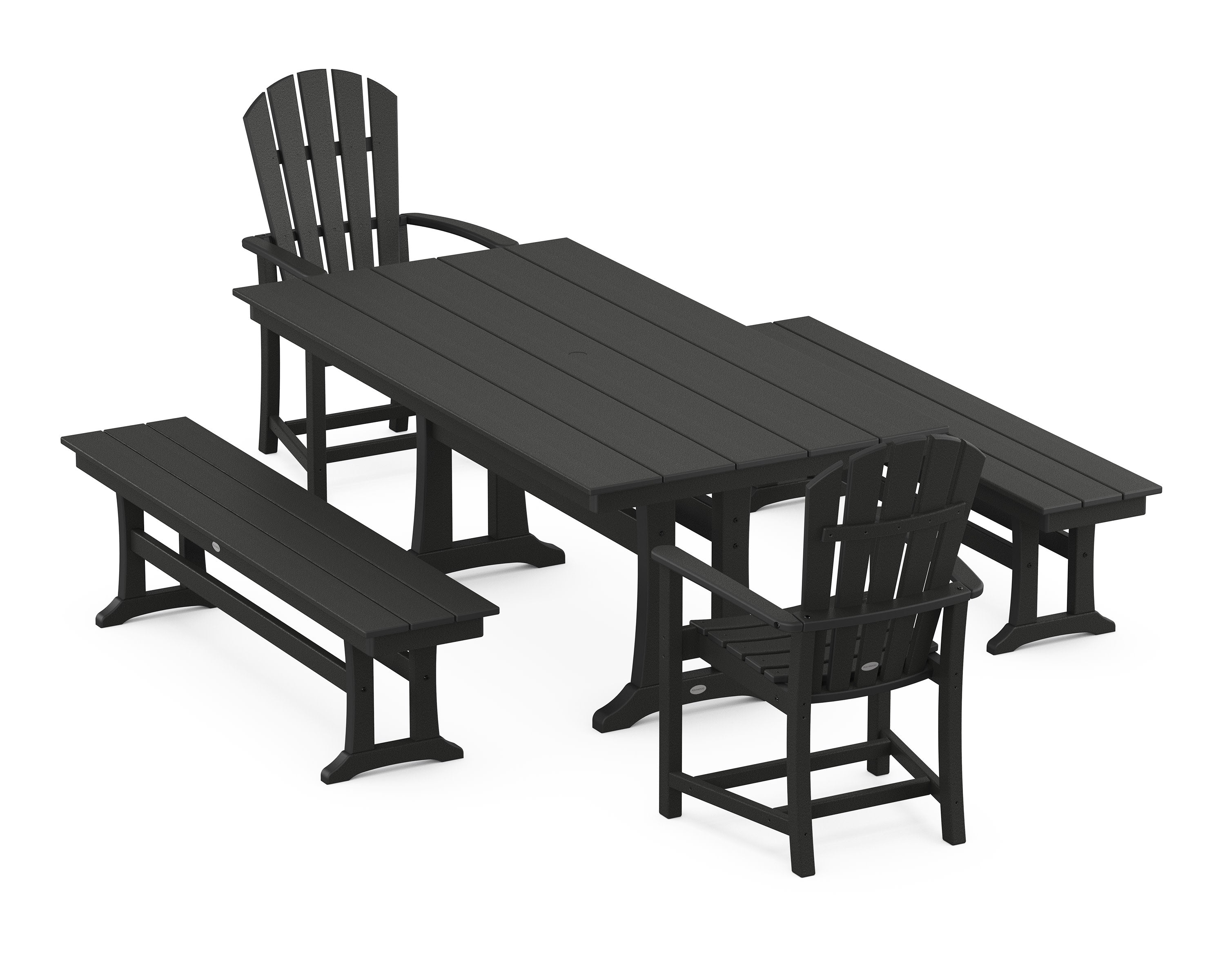 Palm Coast 5-Piece Farmhouse Dining Set With Trestle Legs in Black