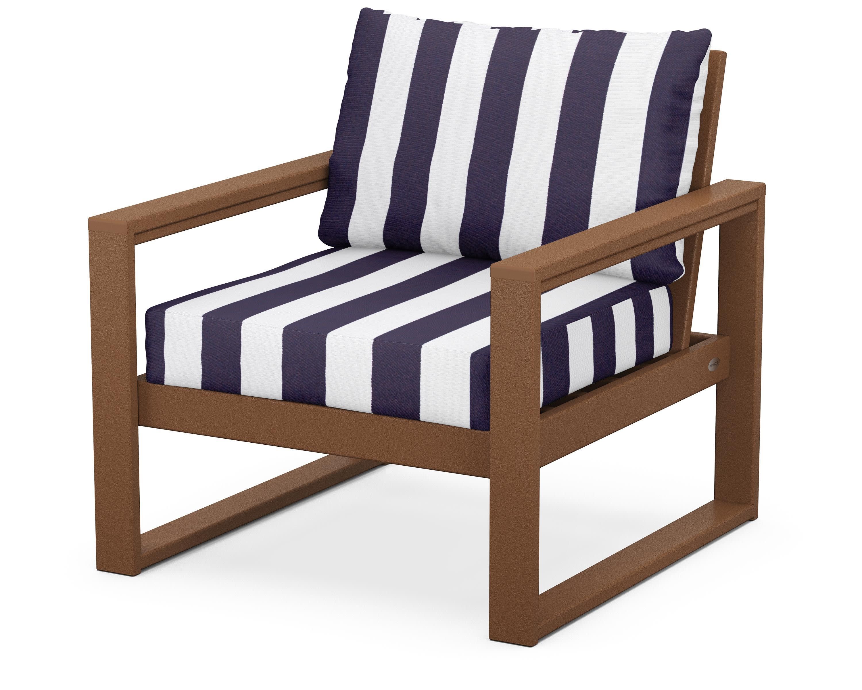EDGE Club Chair in Teak / Cabana Stripe Navy