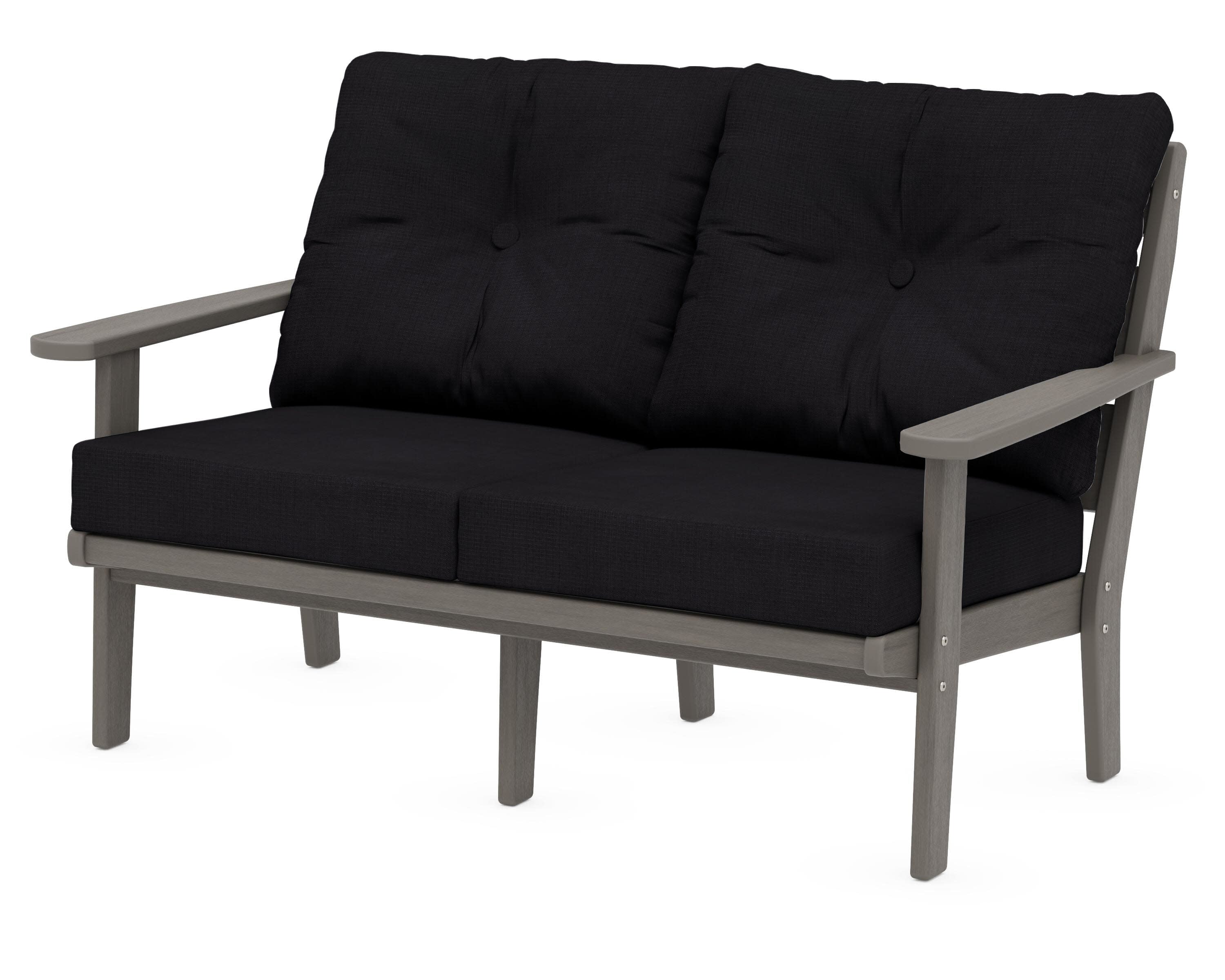 Lakeside Deep Seating Loveseat in Driftwood / Midnight Linen