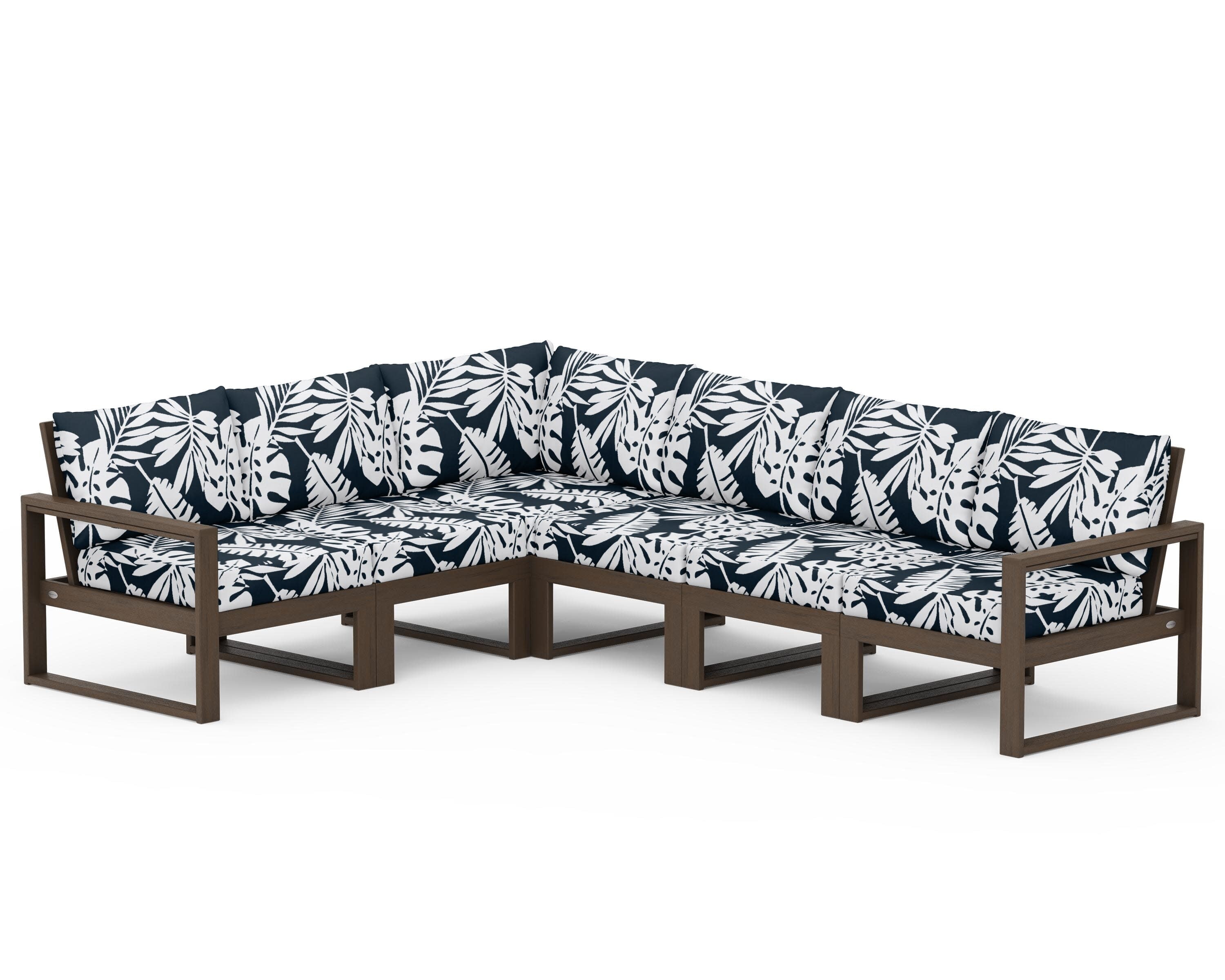 EDGE 6-Piece Modular Deep Seating Set in Kona / Leaf Marine Indigo