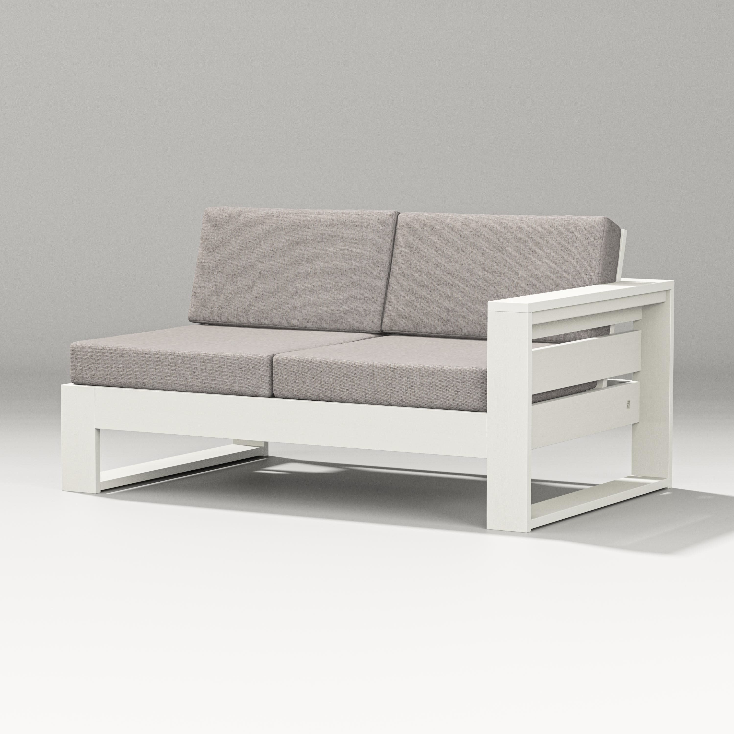 Latitude Modular Right Arm Loveseat in Vintage White / Weathered Tweed