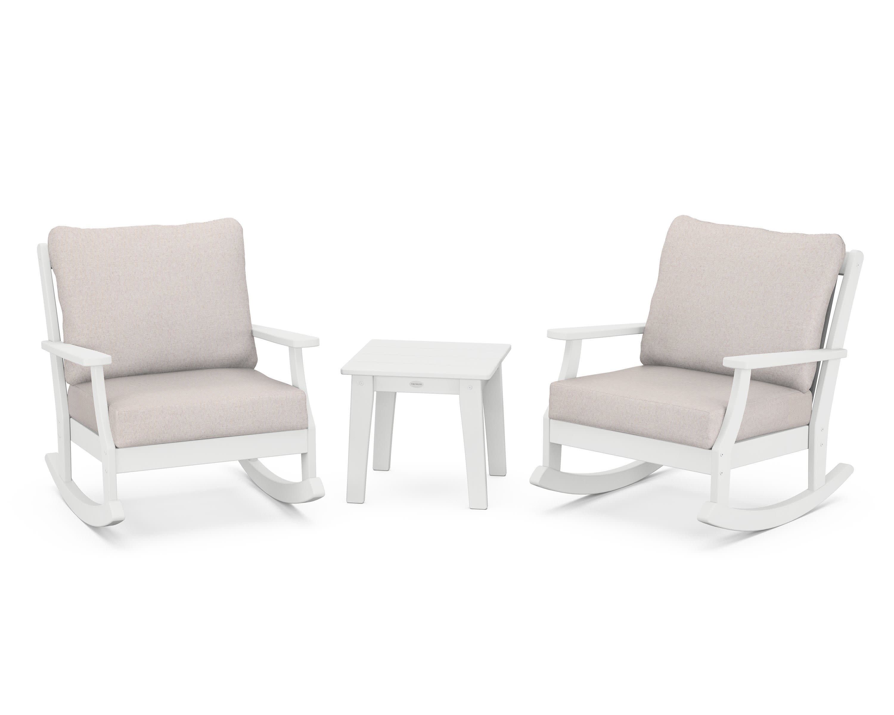 Braxton 3-Piece Deep Seating Rocker Set in White / Dune Burlap