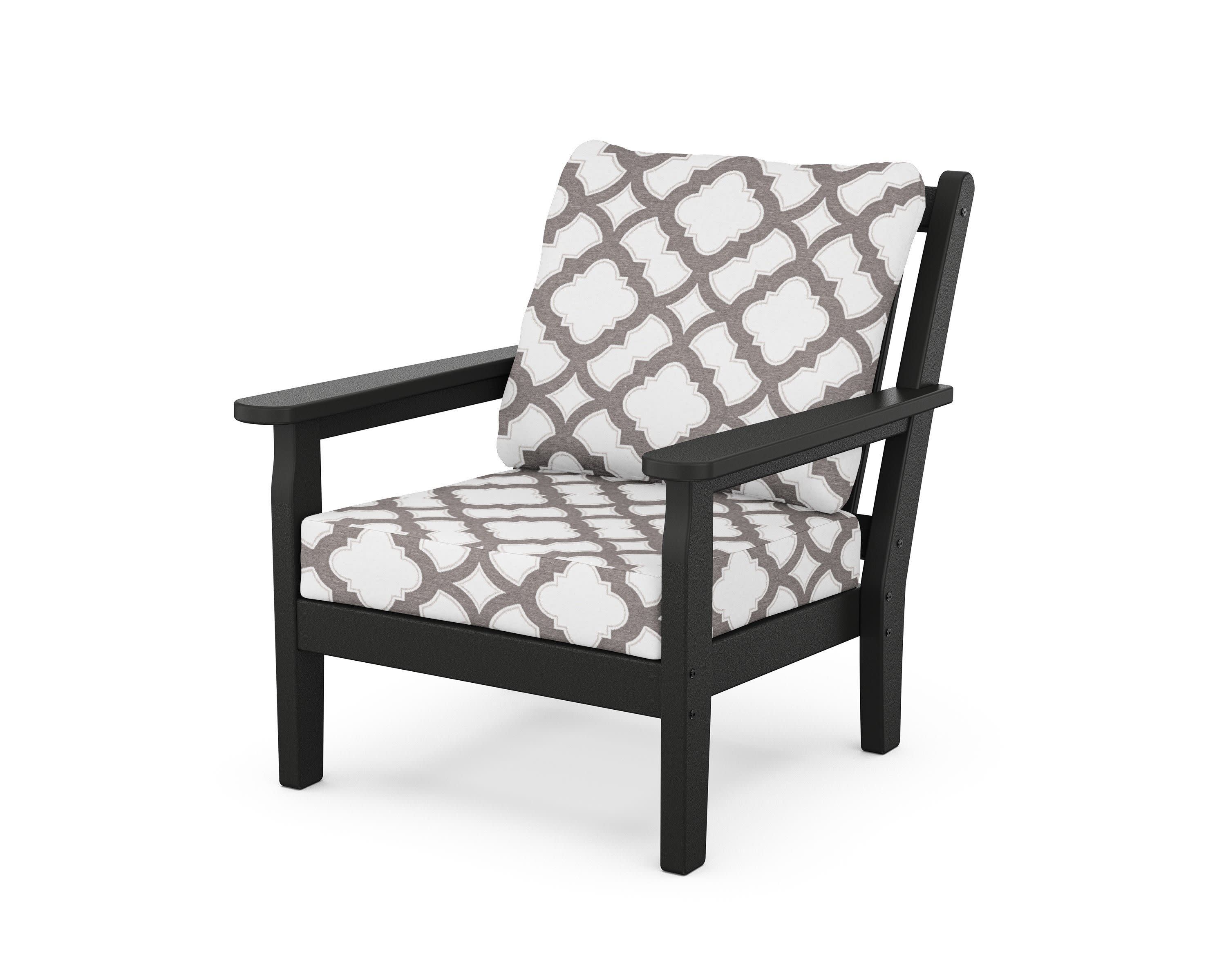 Chippendale Deep Seating Chair in Black / Trellis Grey Mist