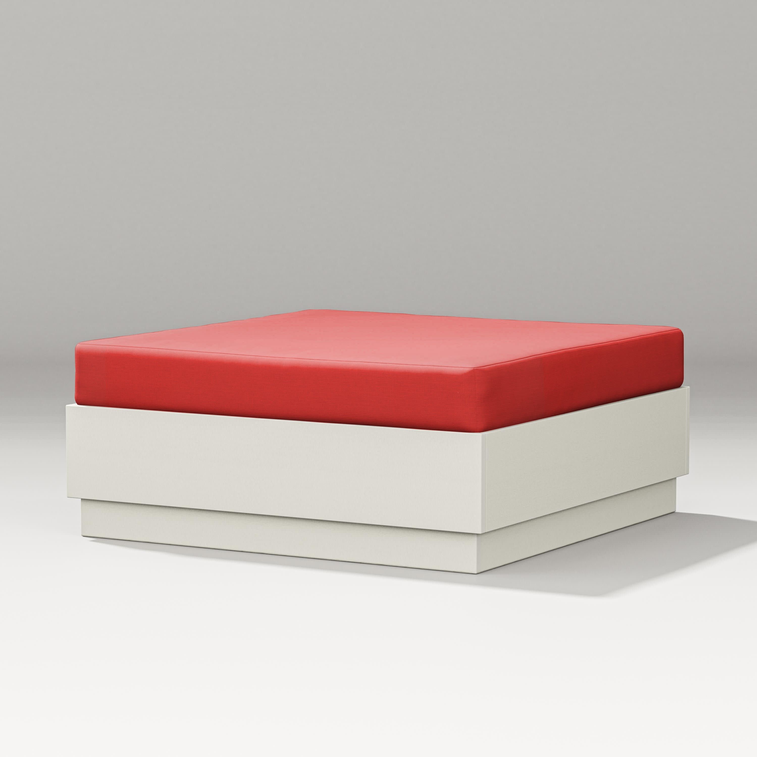 Elevate Lounge Ottoman in Vintage White / Crimson Linen