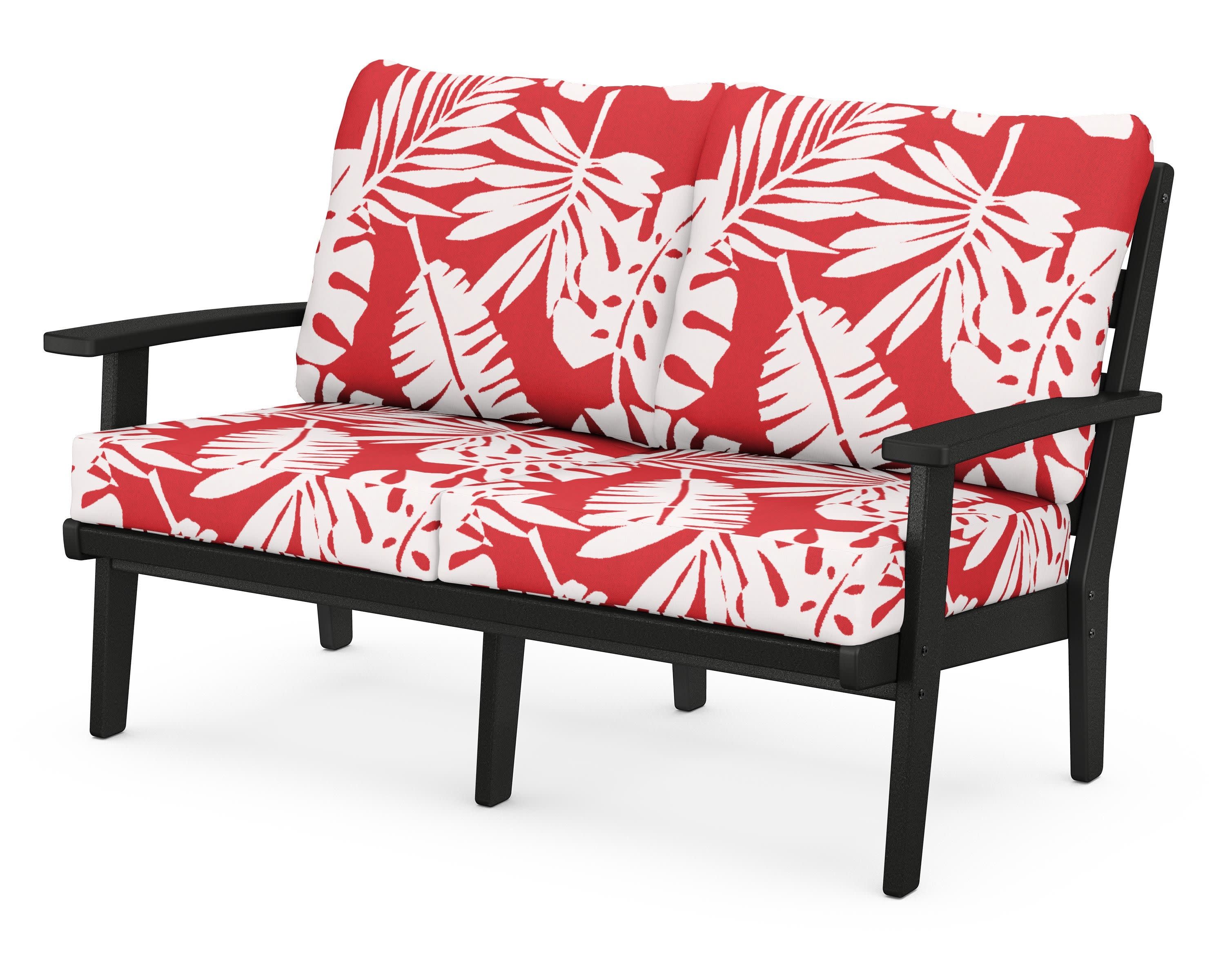 Grant Park Deep Seating Loveseat in Black / Leaf Crimson
