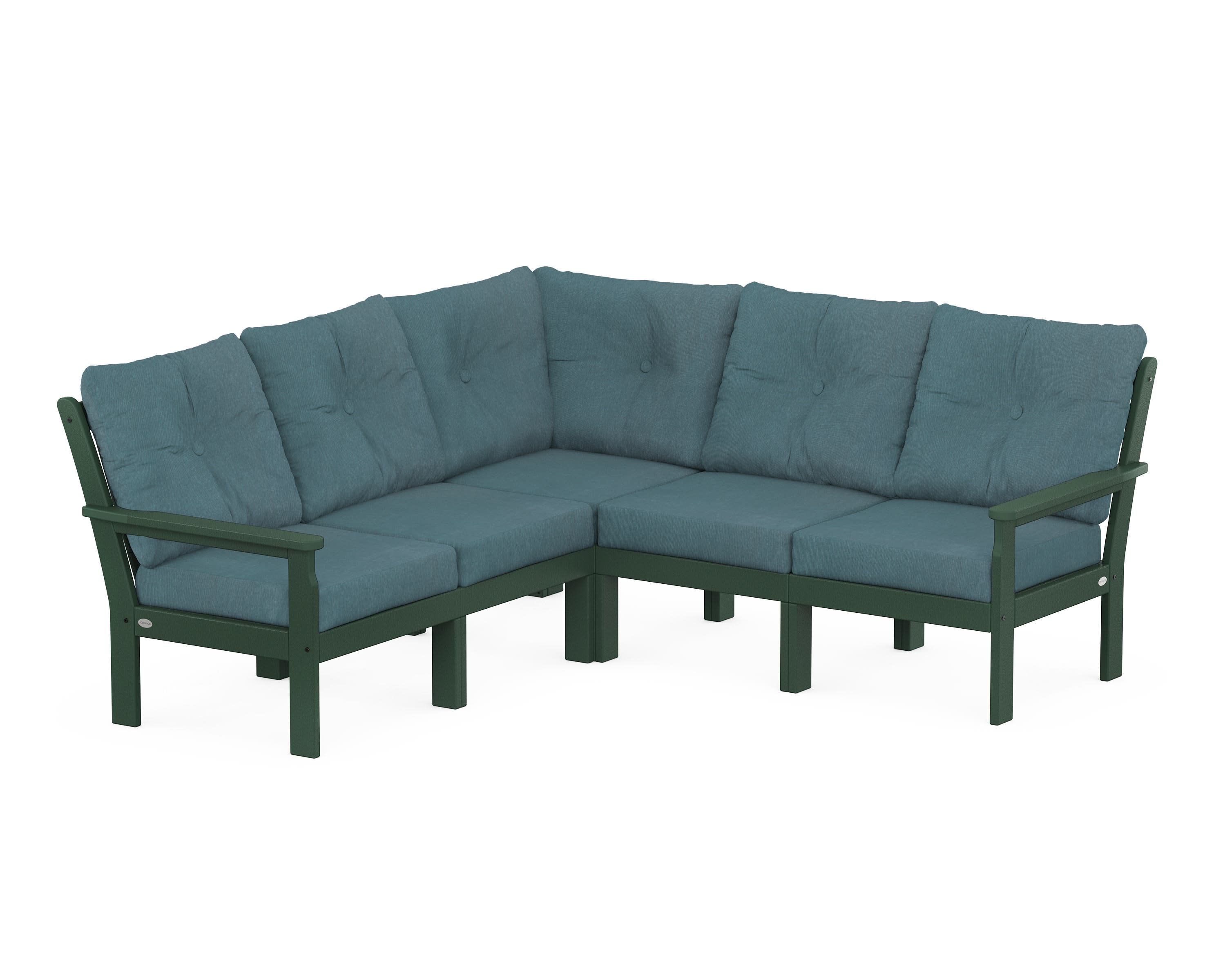 Vineyard 5-Piece Sectional in Green / Ocean Teal