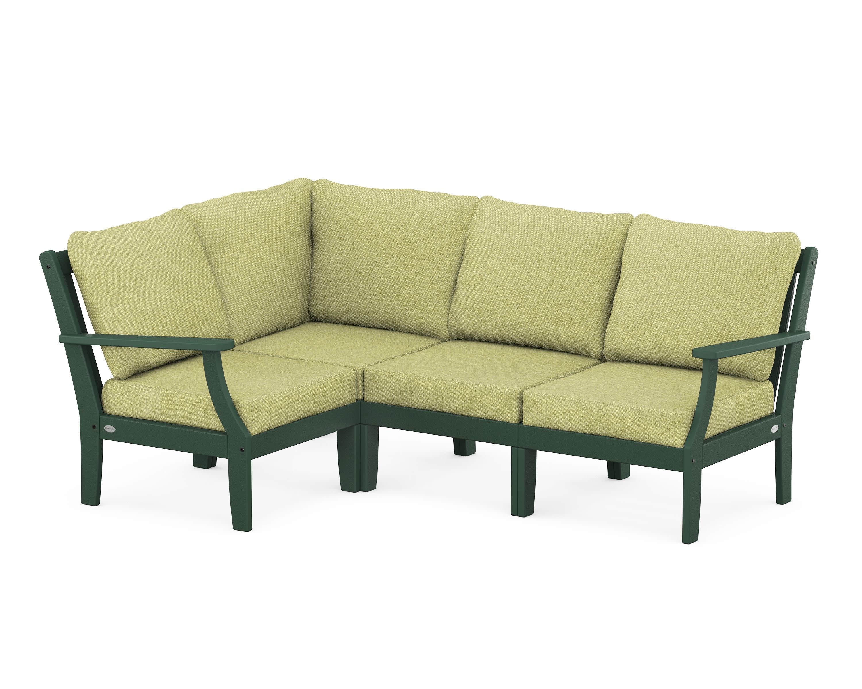 Braxton Modular 4-Piece Deep Seating Set in Green / Chartreuse Boucle