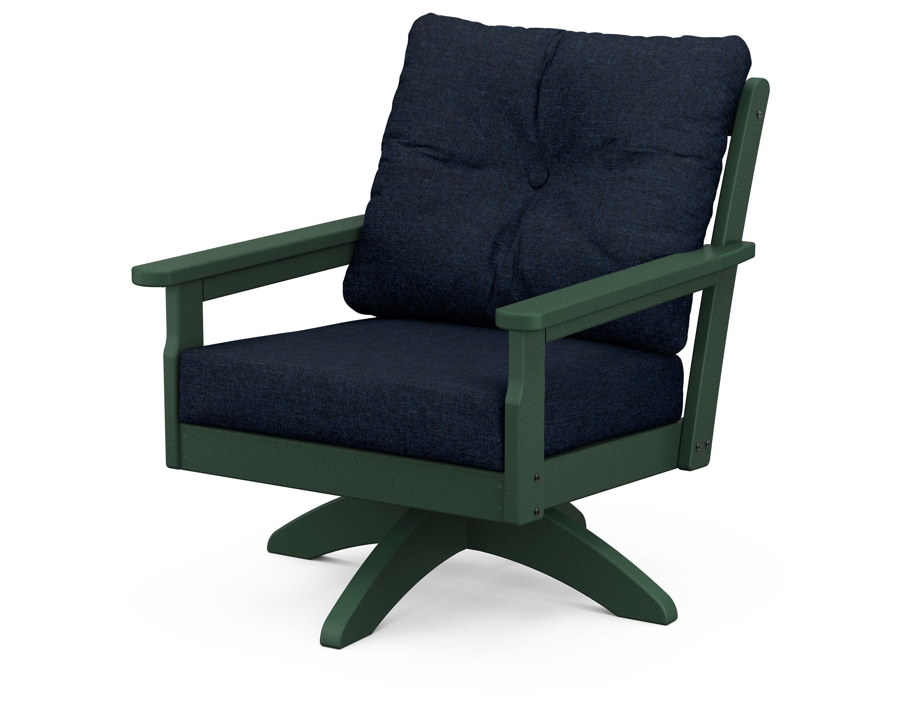 Vineyard Deep Seating Swivel Chair in Green / Marine Indigo