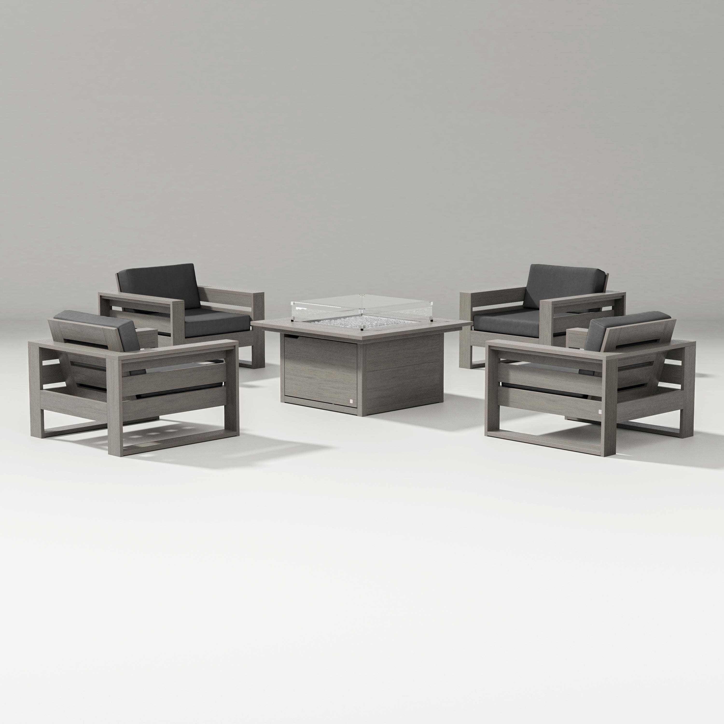 Latitude 5-Piece Lounge Fire Table Set in Driftwood / Spectrum Carbon