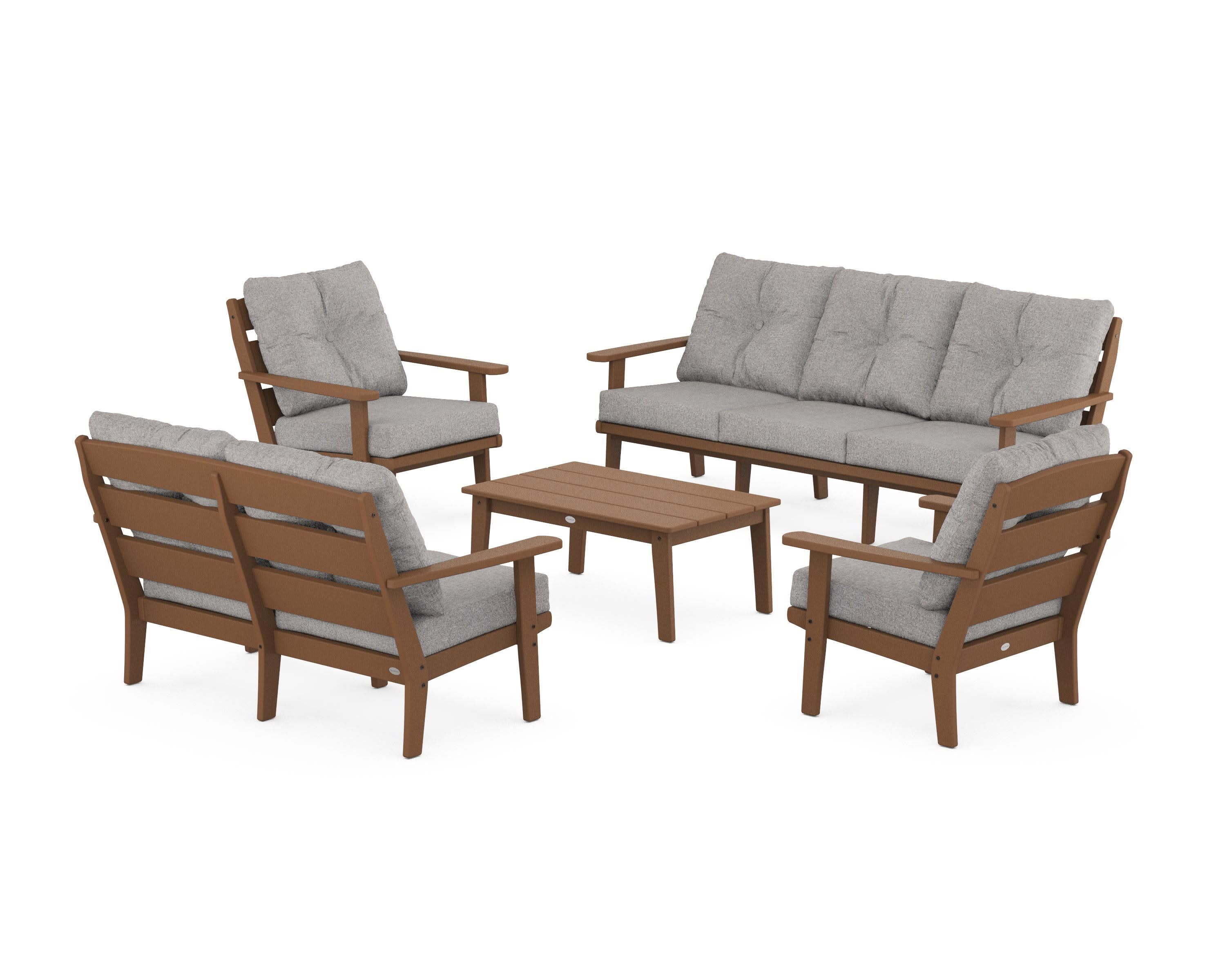 Lakeside 5-Piece Lounge Sofa Set in Teak / Grey Mist