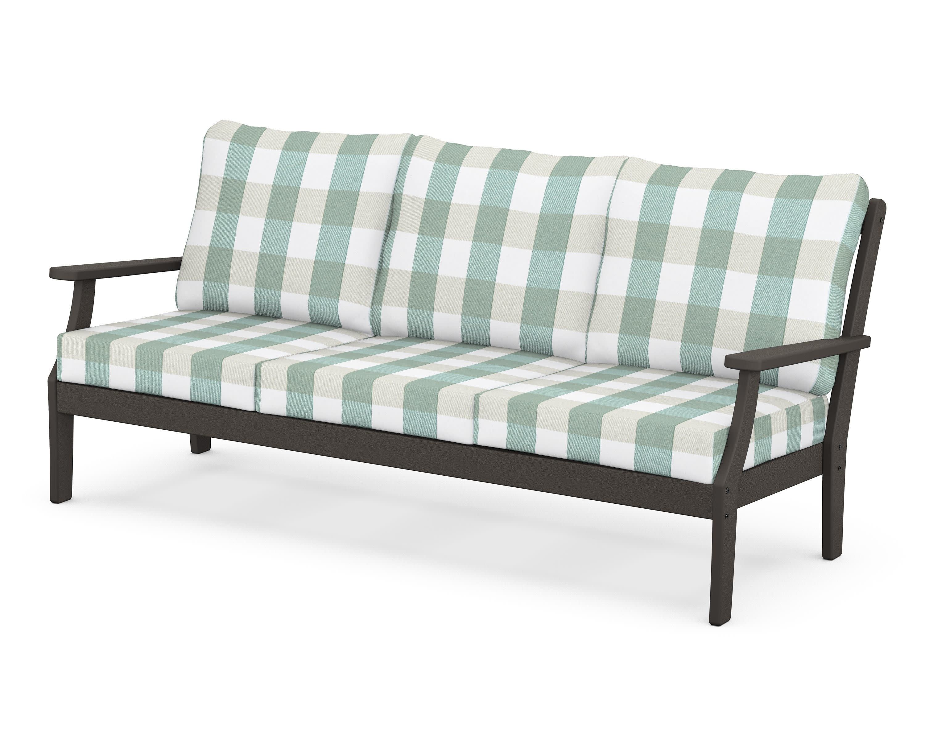 Braxton Deep Seating Sofa in Vintage Coffee / Buffalo Plaid Glacier Spa