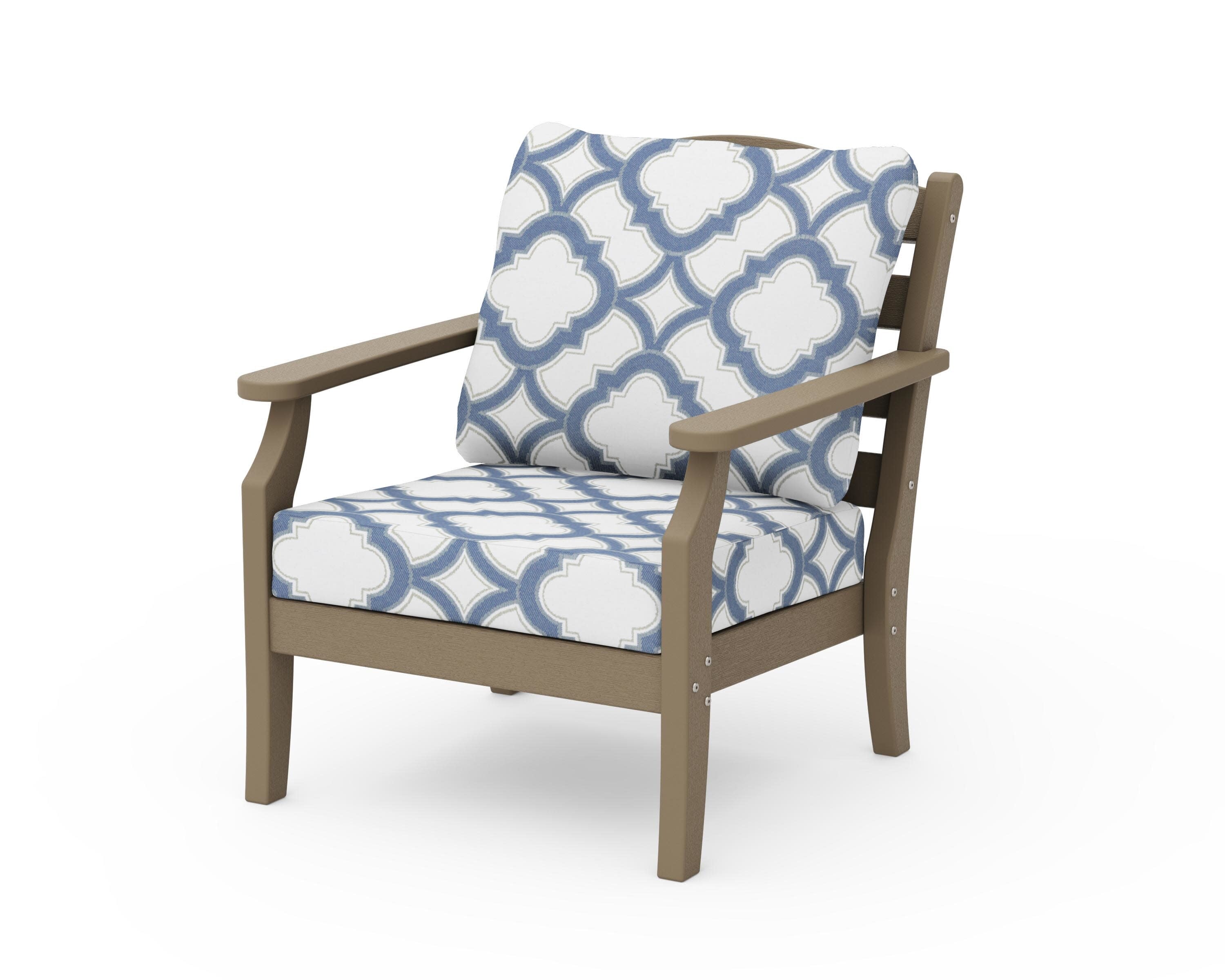 Savannah Deep Seating Chair in Vintage Sahara / Trellis Sky Blue