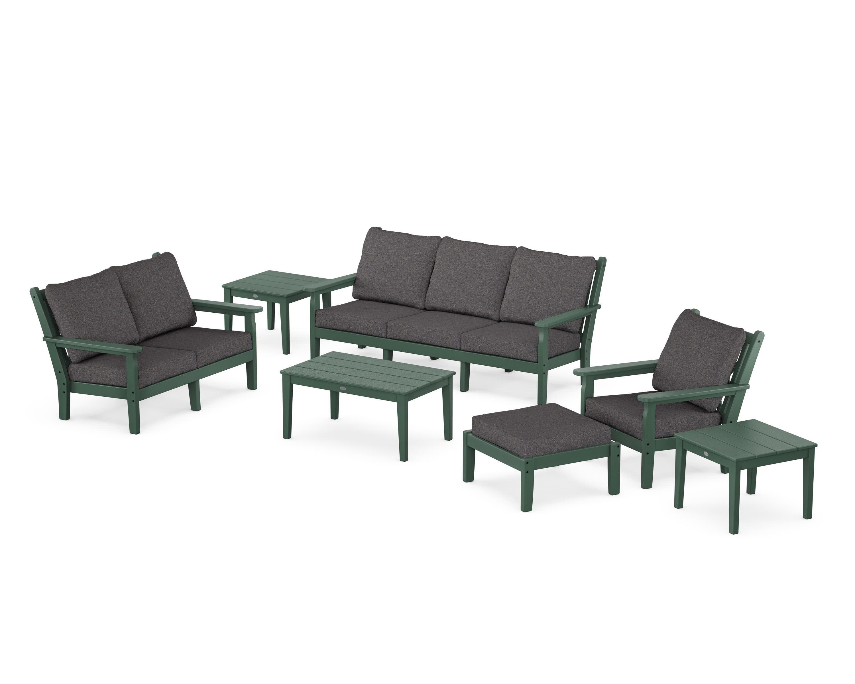 Chippendale 7-Piece Deep Seating Set in Green / Ash Charcoal