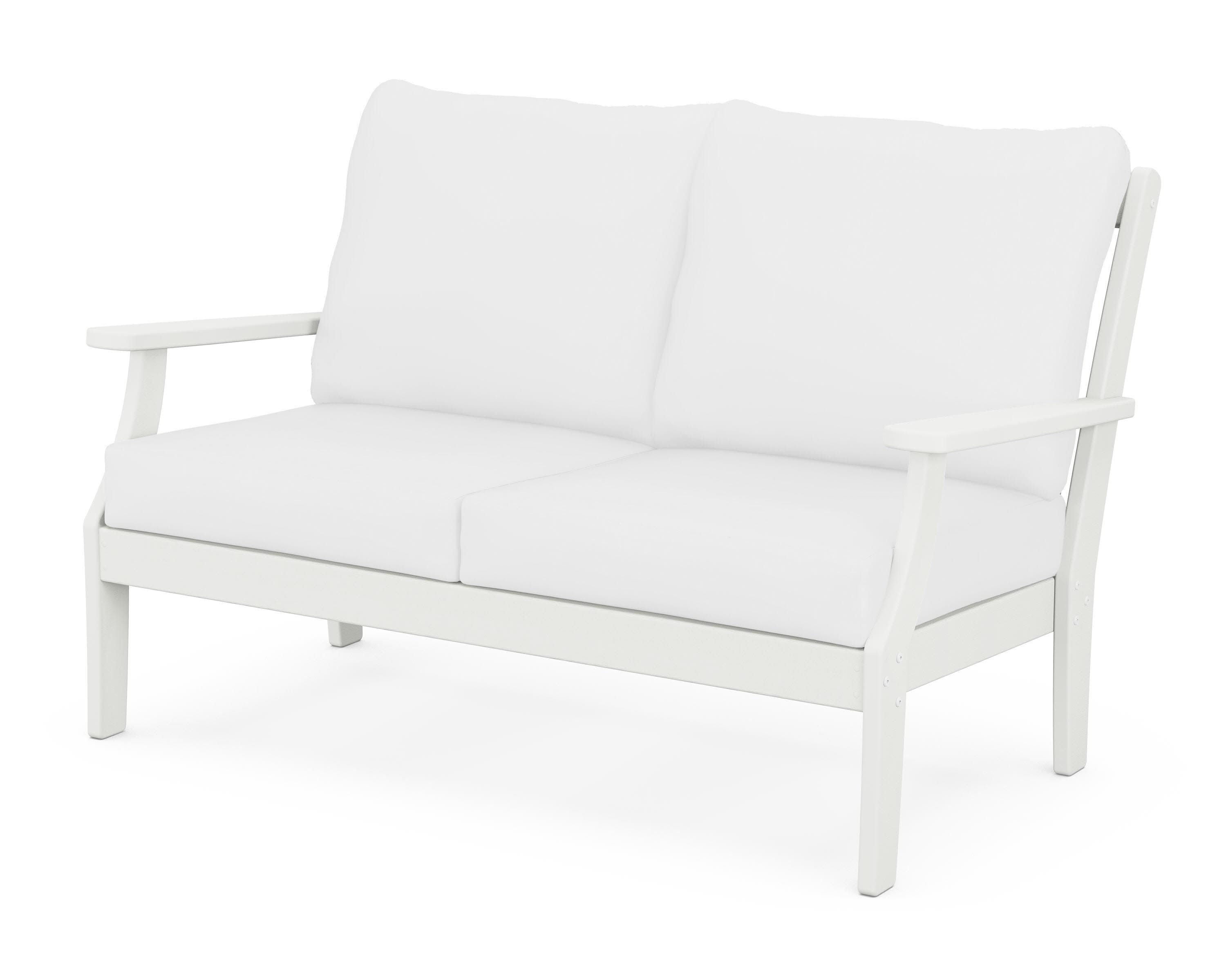 Braxton Deep Seating Loveseat in Vintage White / Natural