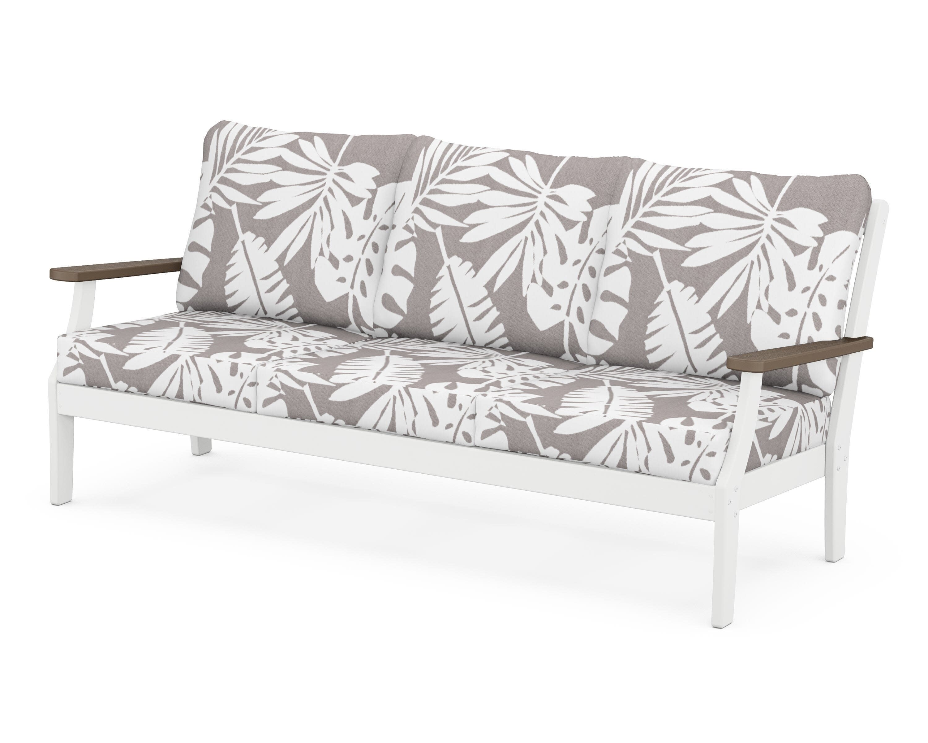 Braxton Deep Seating Sofa in White / Kona / Leaf Grey Mist