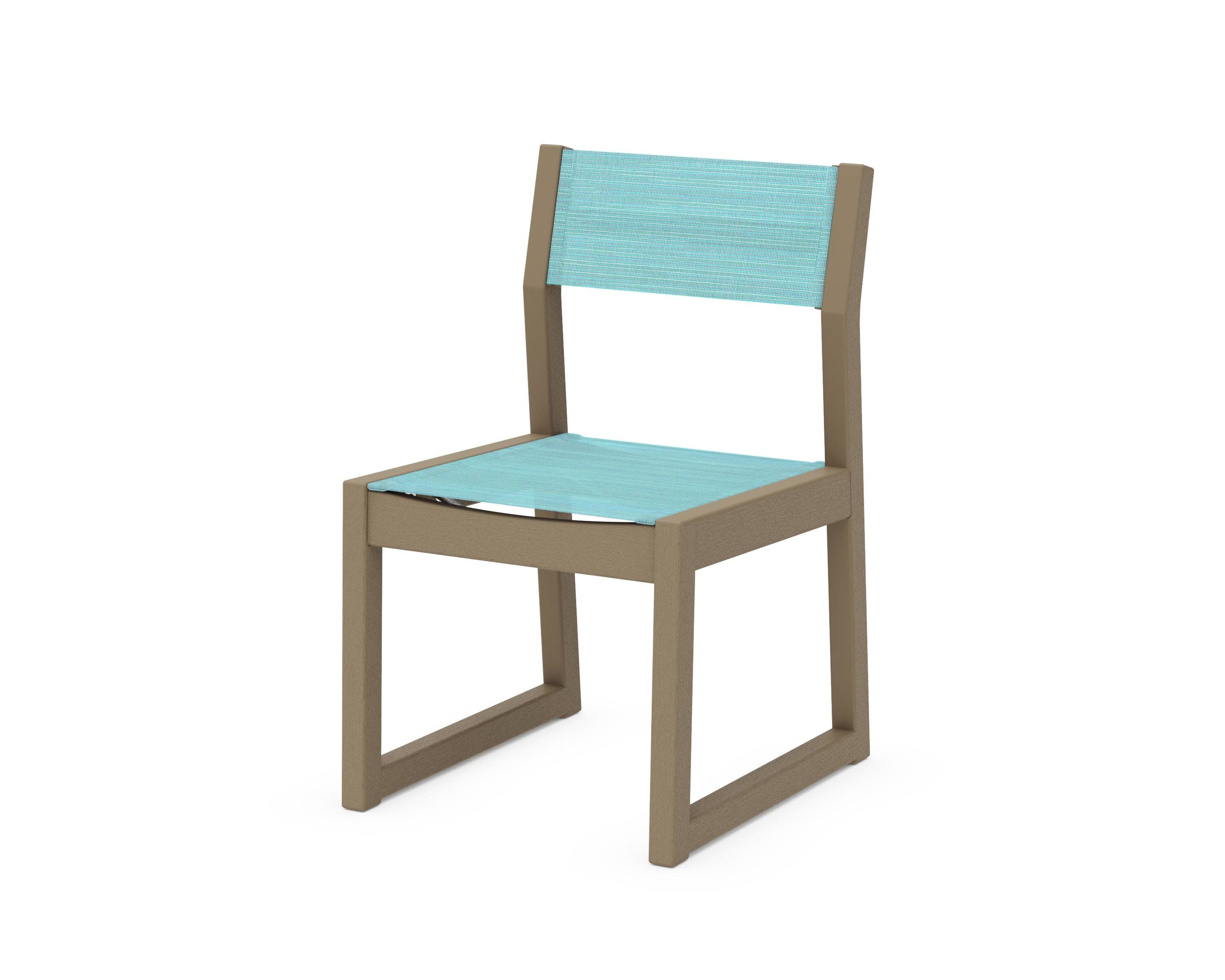 EDGE Sling Dining Side Chair in Vintage Sahara / Dupioni Aquamarine Sling