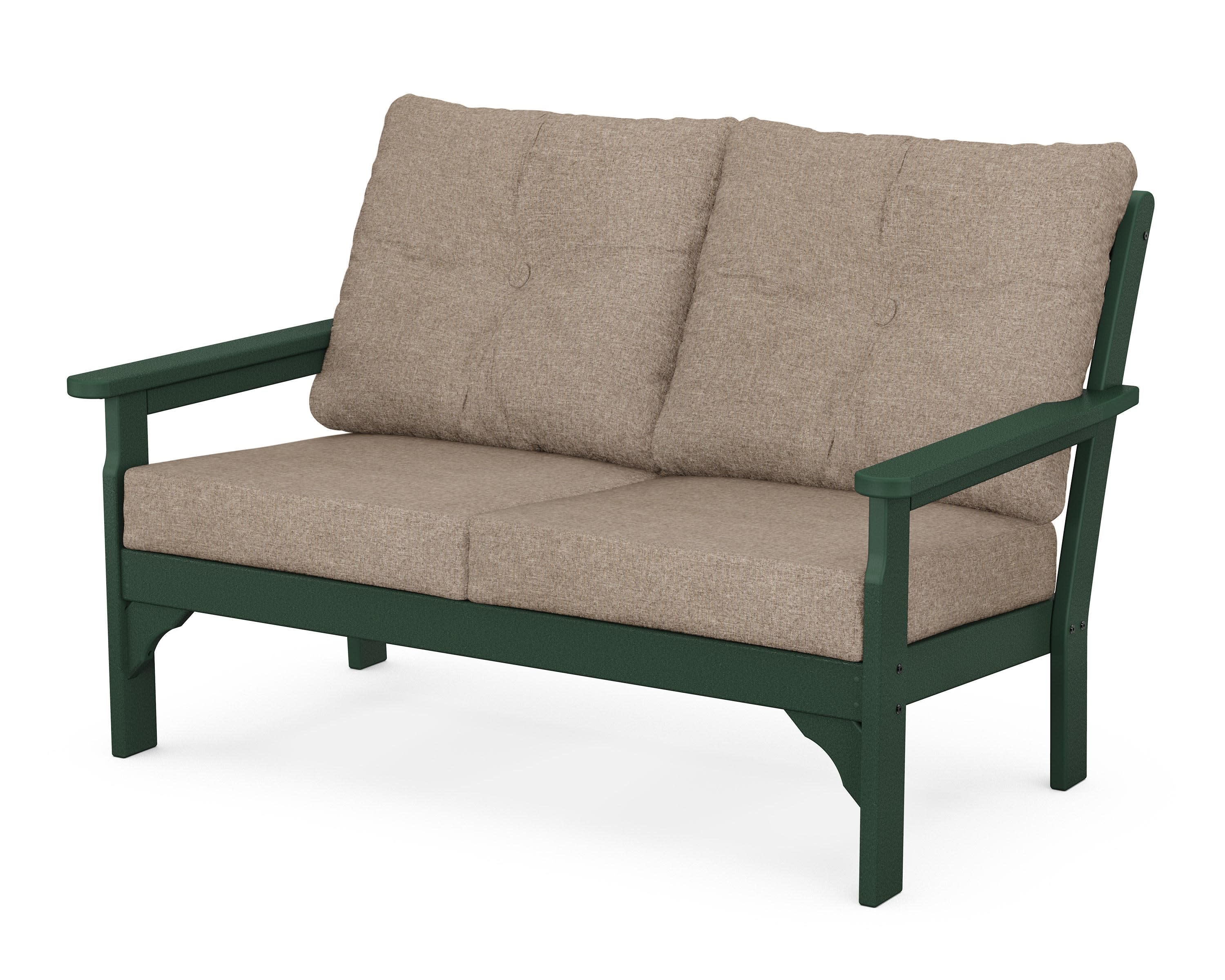 Vineyard Deep Seating Loveseat in Green / Spiced Burlap