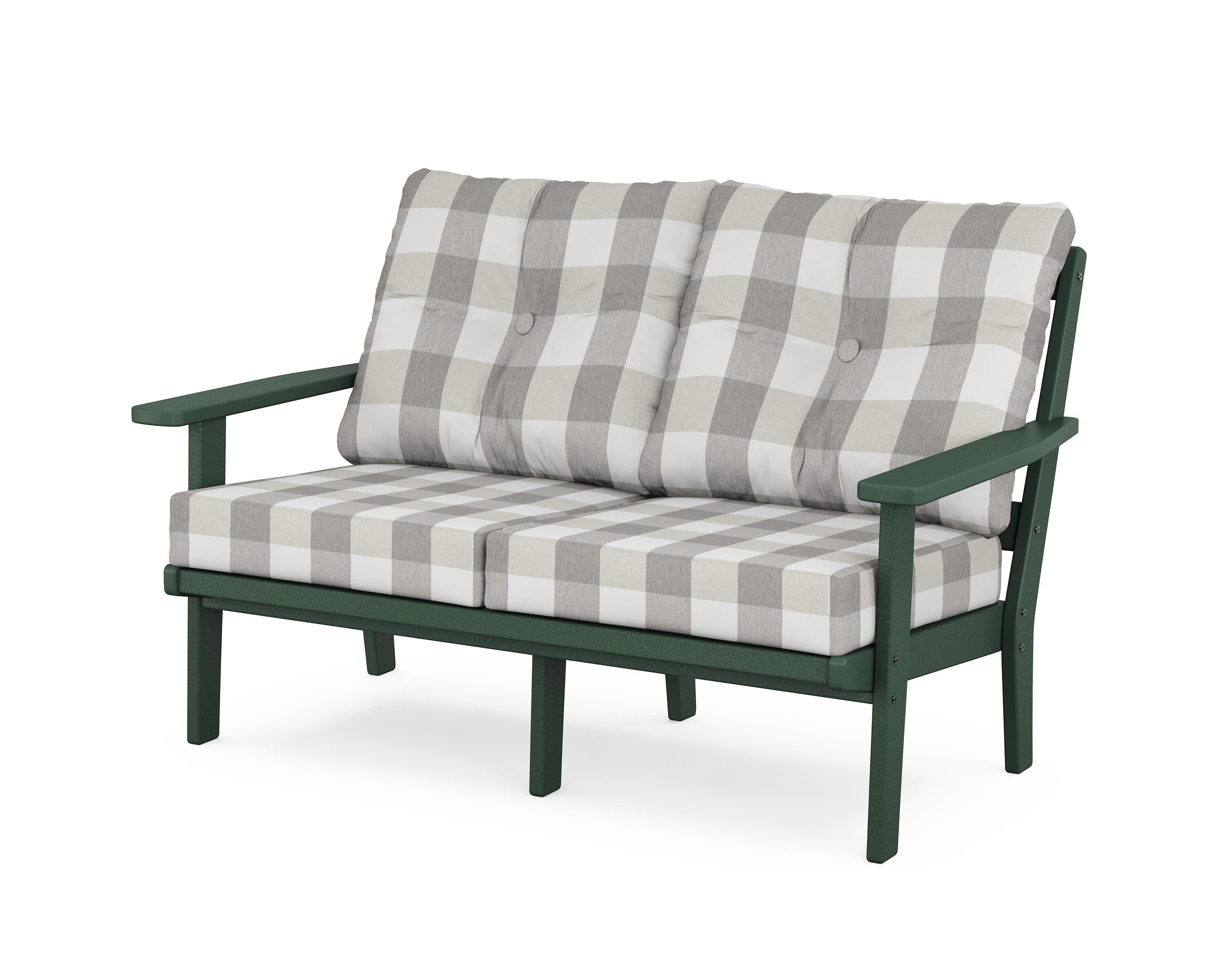 Oxford Deep SeatingLoveseat in Green / Buffalo Plaid Grey Mist