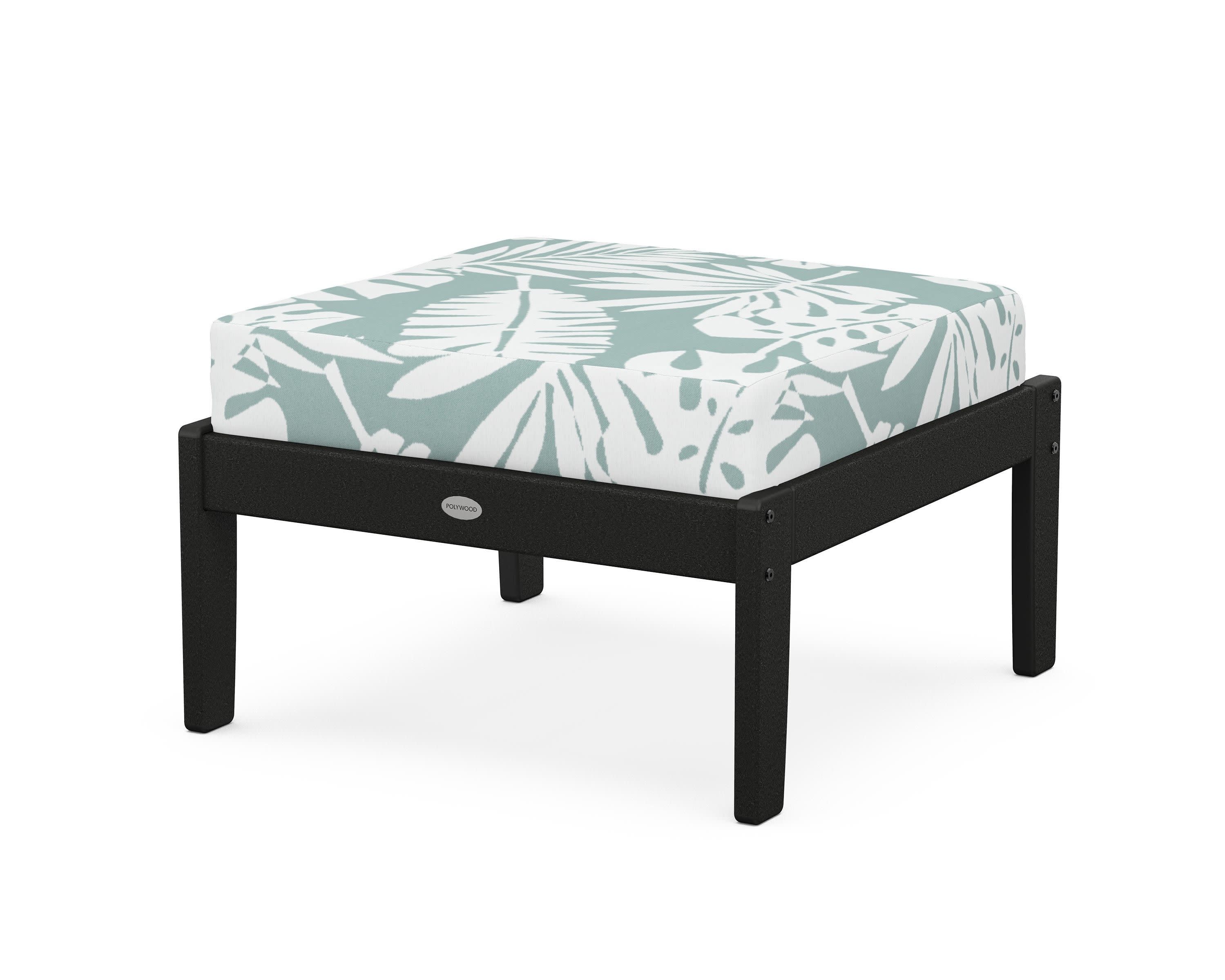 Braxton Deep Seating Ottoman in Black / Leaf Glacier Spa