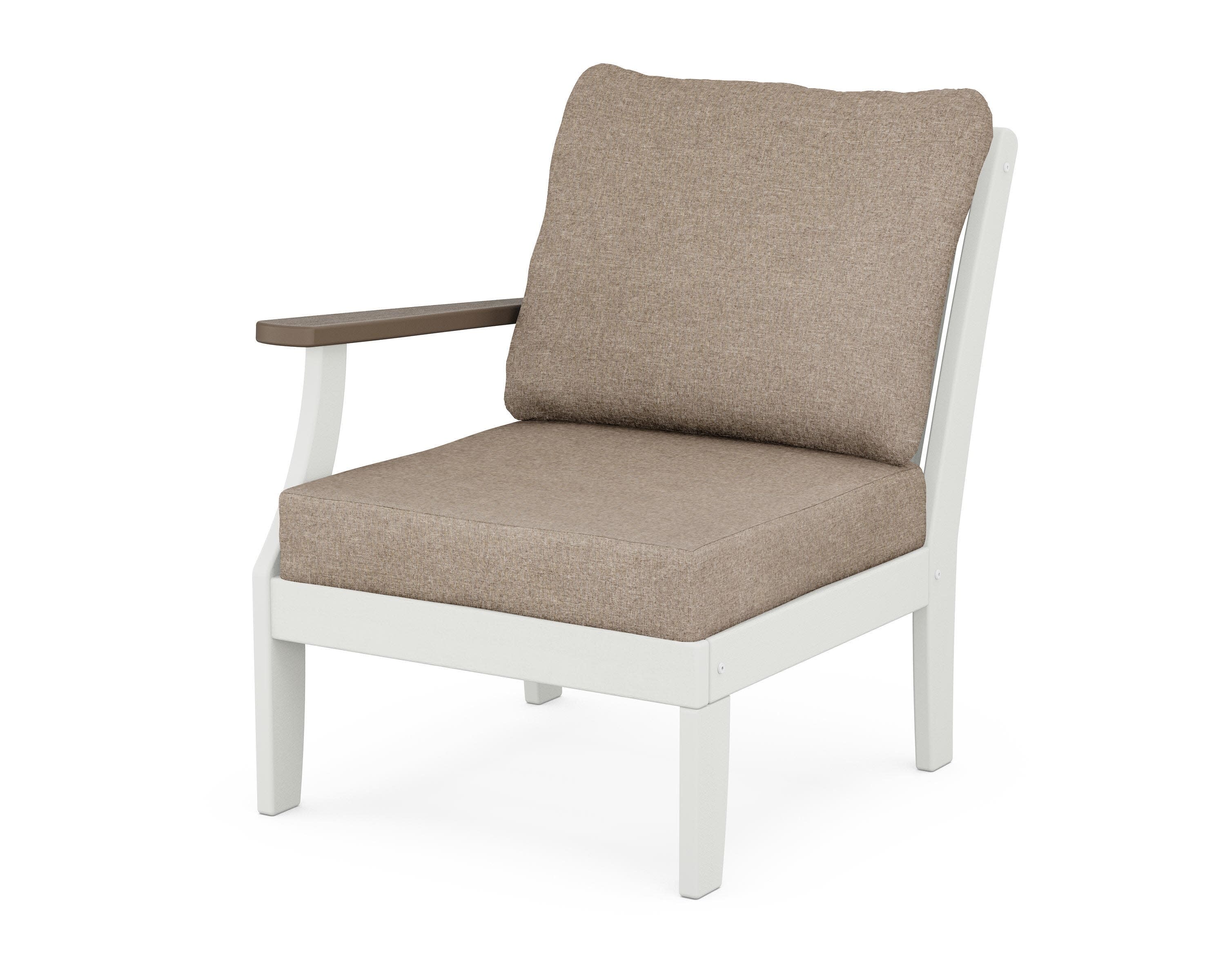 Braxton Modular Left Arm Chair in White / Kona / Spiced Burlap