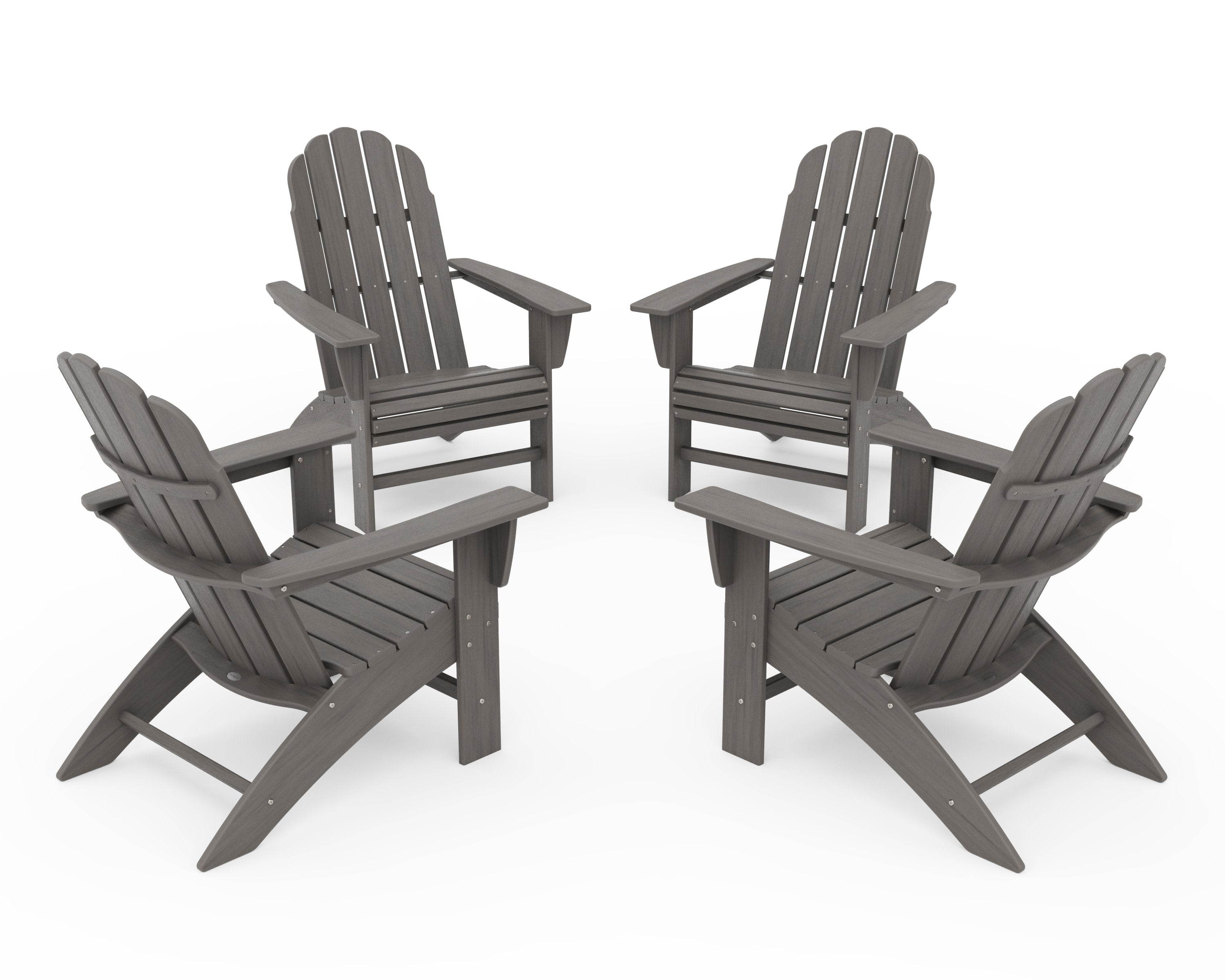4-Piece Vineyard Curveback Adirondack Chair Conversation Set in Driftwood