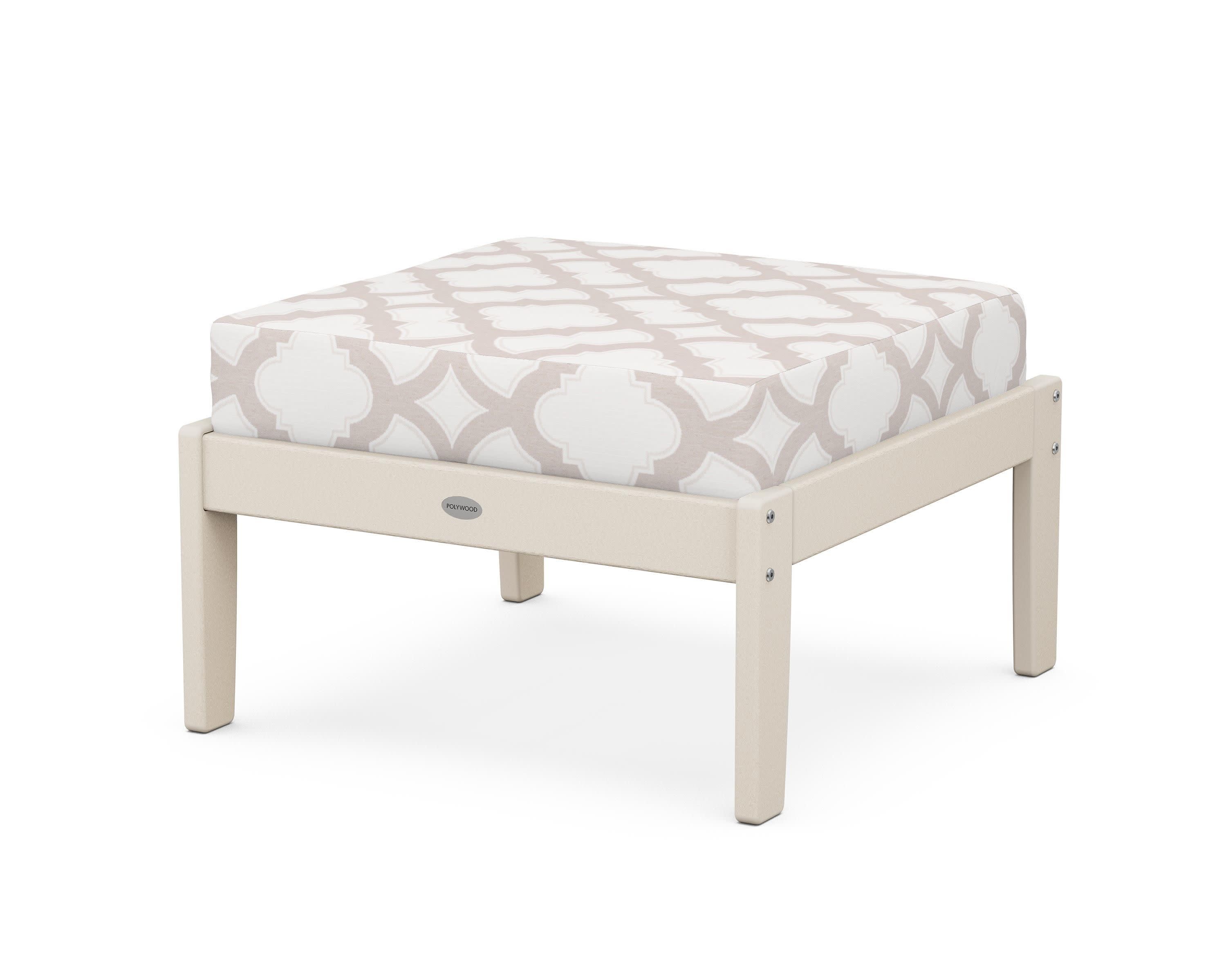 Braxton Deep Seating Ottoman in Sand / Trellis Dune Burlap