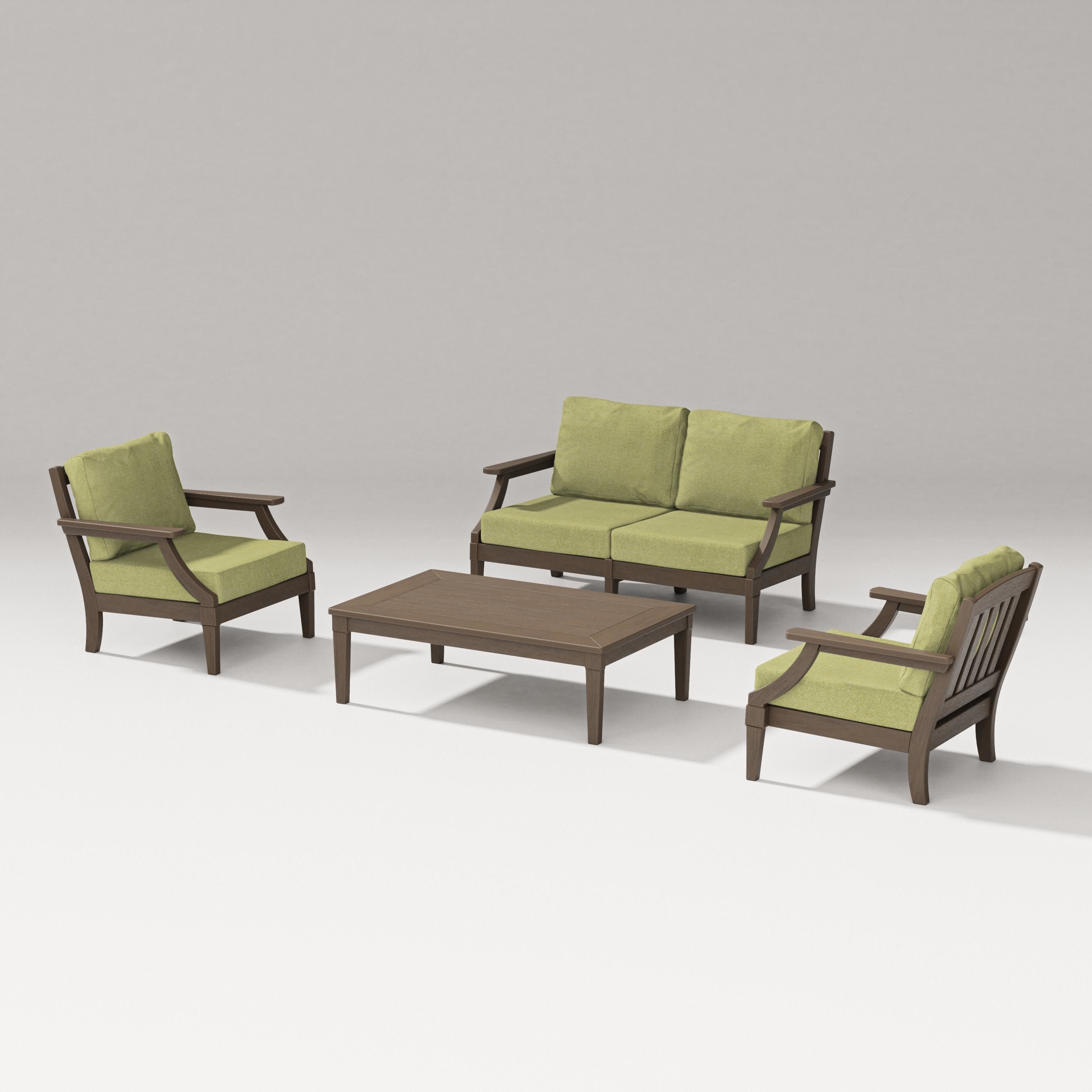 Estate Lounge 4-Piece Loveseat Set in Kona / Chartreuse Boucle