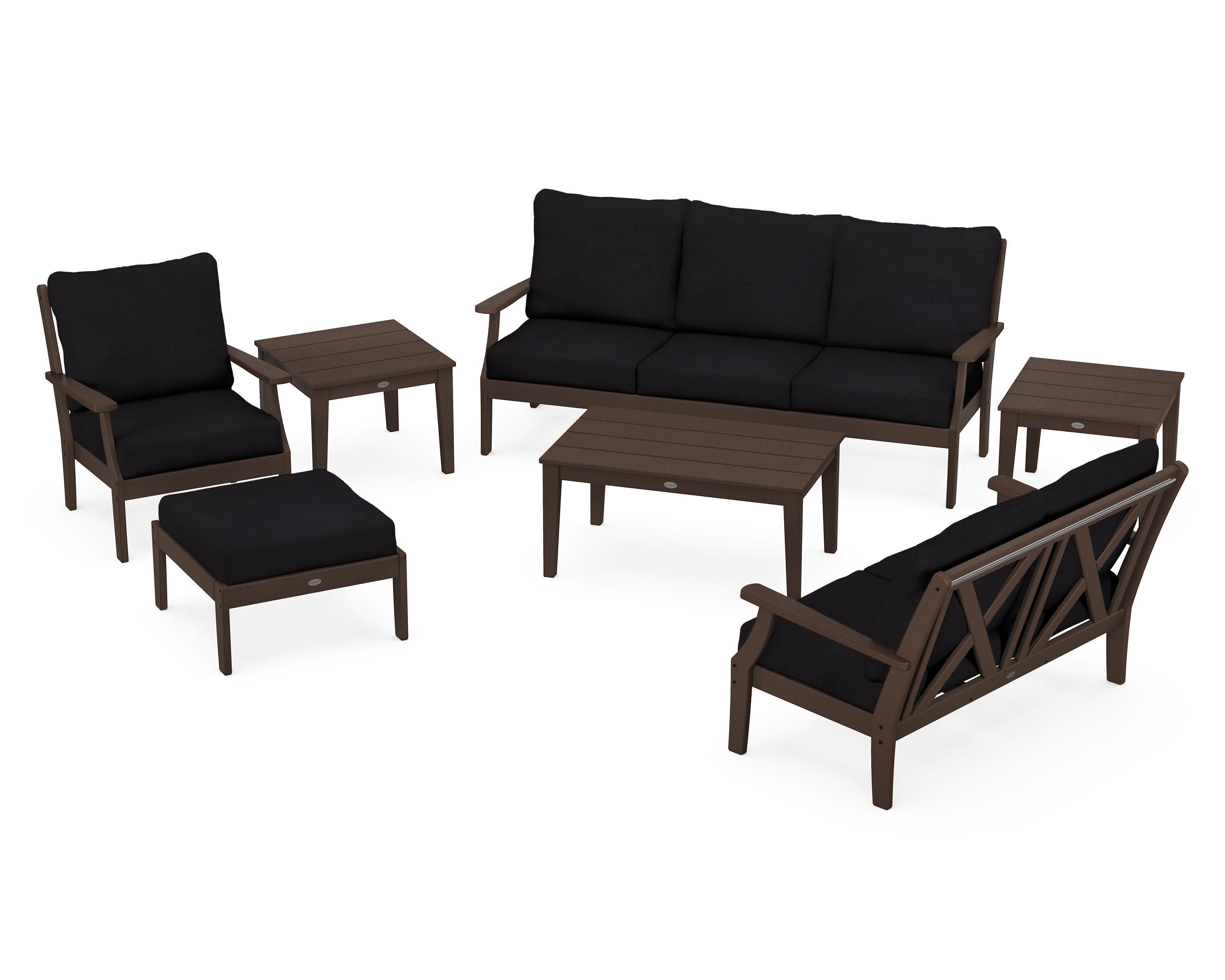 Braxton 7-Piece Deep Seating Set in Mahogany / Midnight Linen